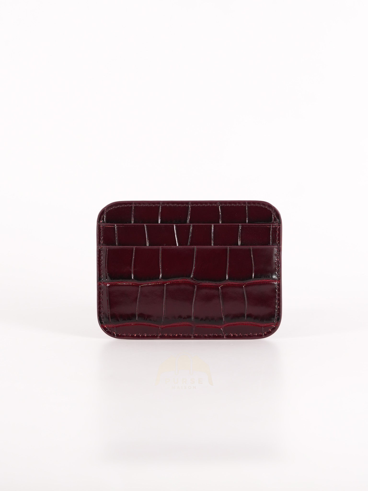 Cash Card Holder in Burgundy Shiny Crocodile Leather | Purse Maison Luxury Bags Shop