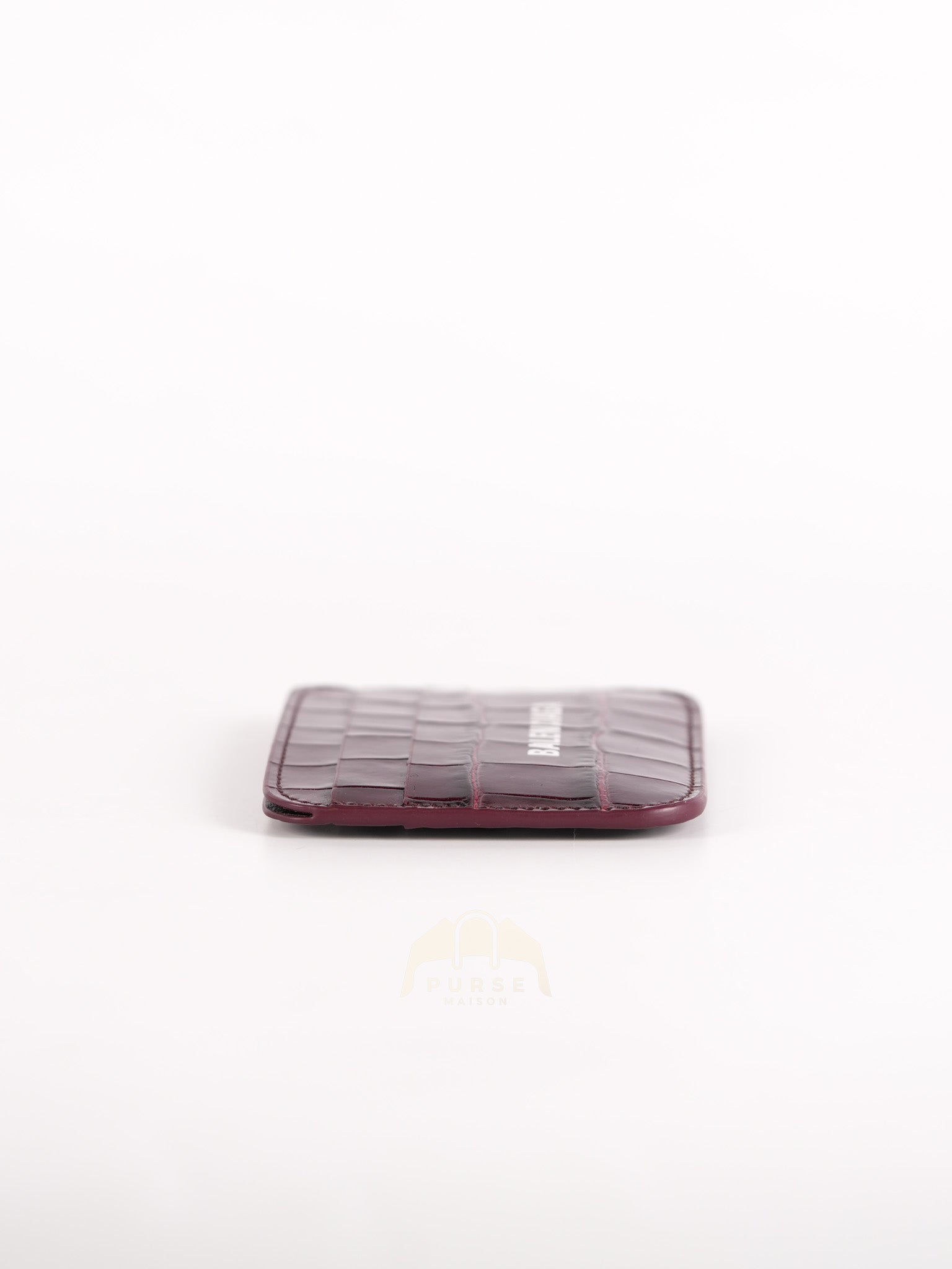 Cash Card Holder in Burgundy Shiny Crocodile Leather | Purse Maison Luxury Bags Shop