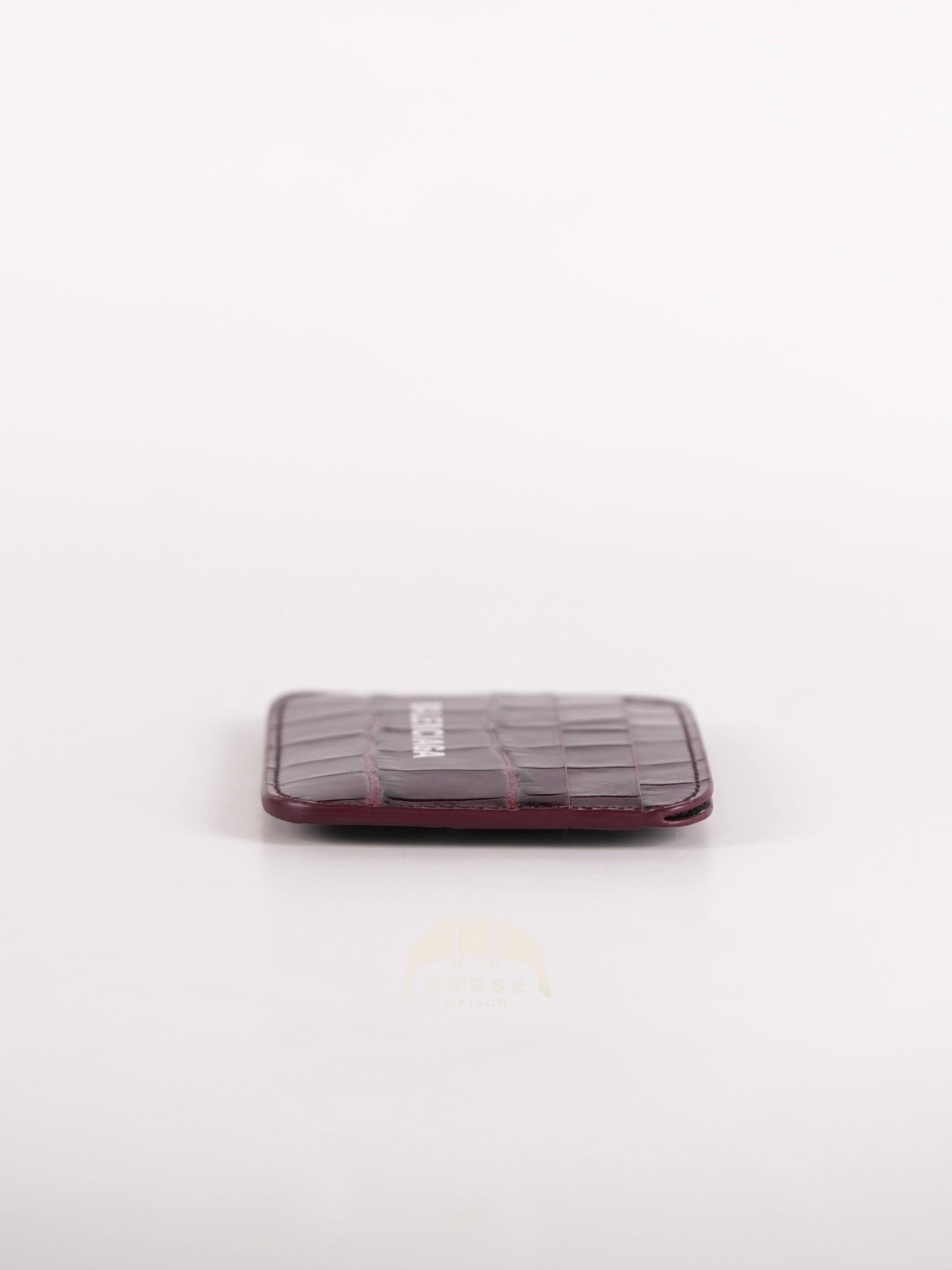 Cash Card Holder in Burgundy Shiny Crocodile Leather | Purse Maison Luxury Bags Shop