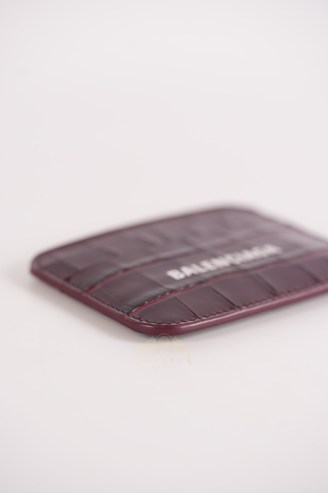 Cash Card Holder in Burgundy Shiny Crocodile Leather | Purse Maison Luxury Bags Shop