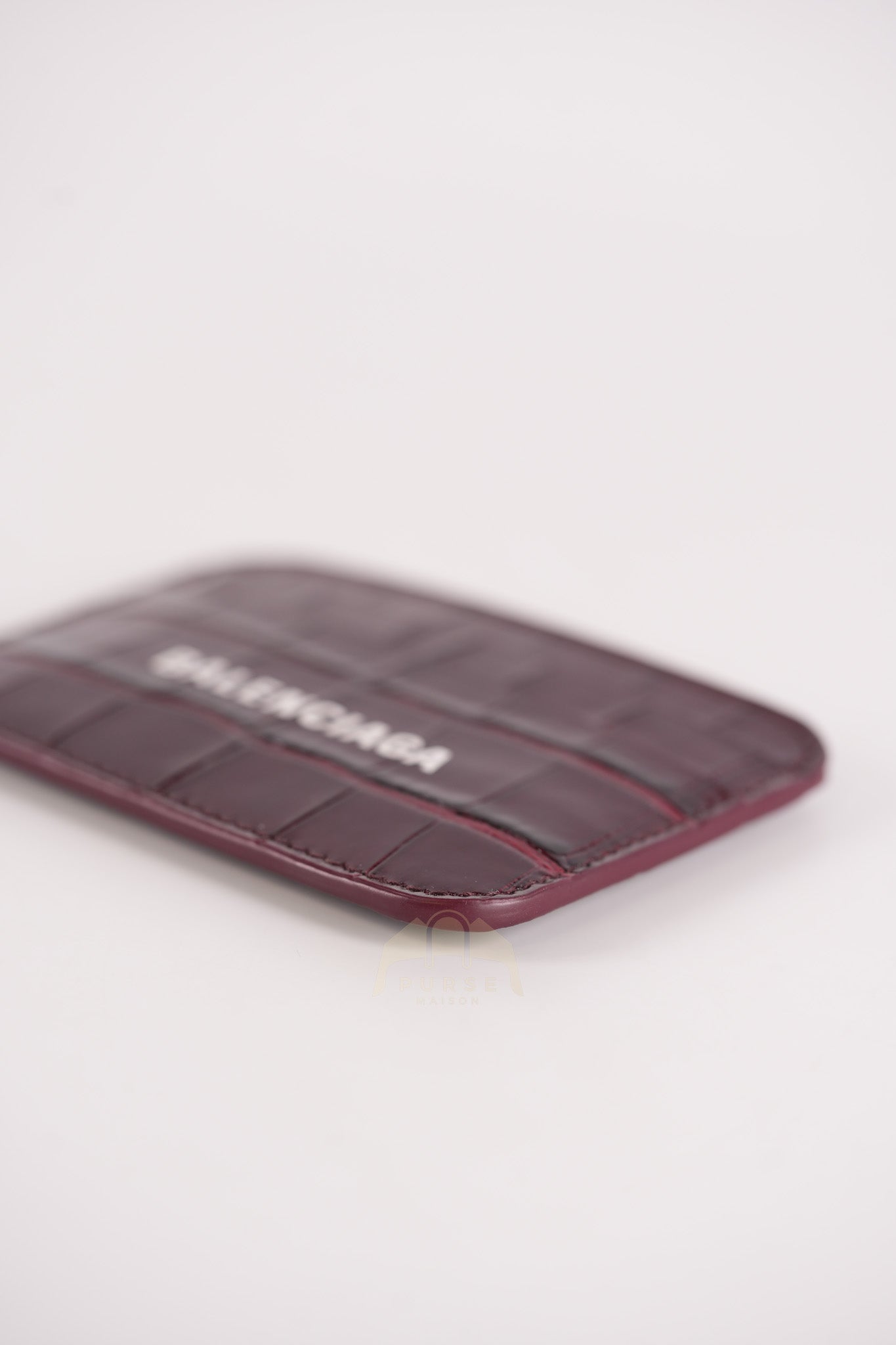 Cash Card Holder in Burgundy Shiny Crocodile Leather | Purse Maison Luxury Bags Shop