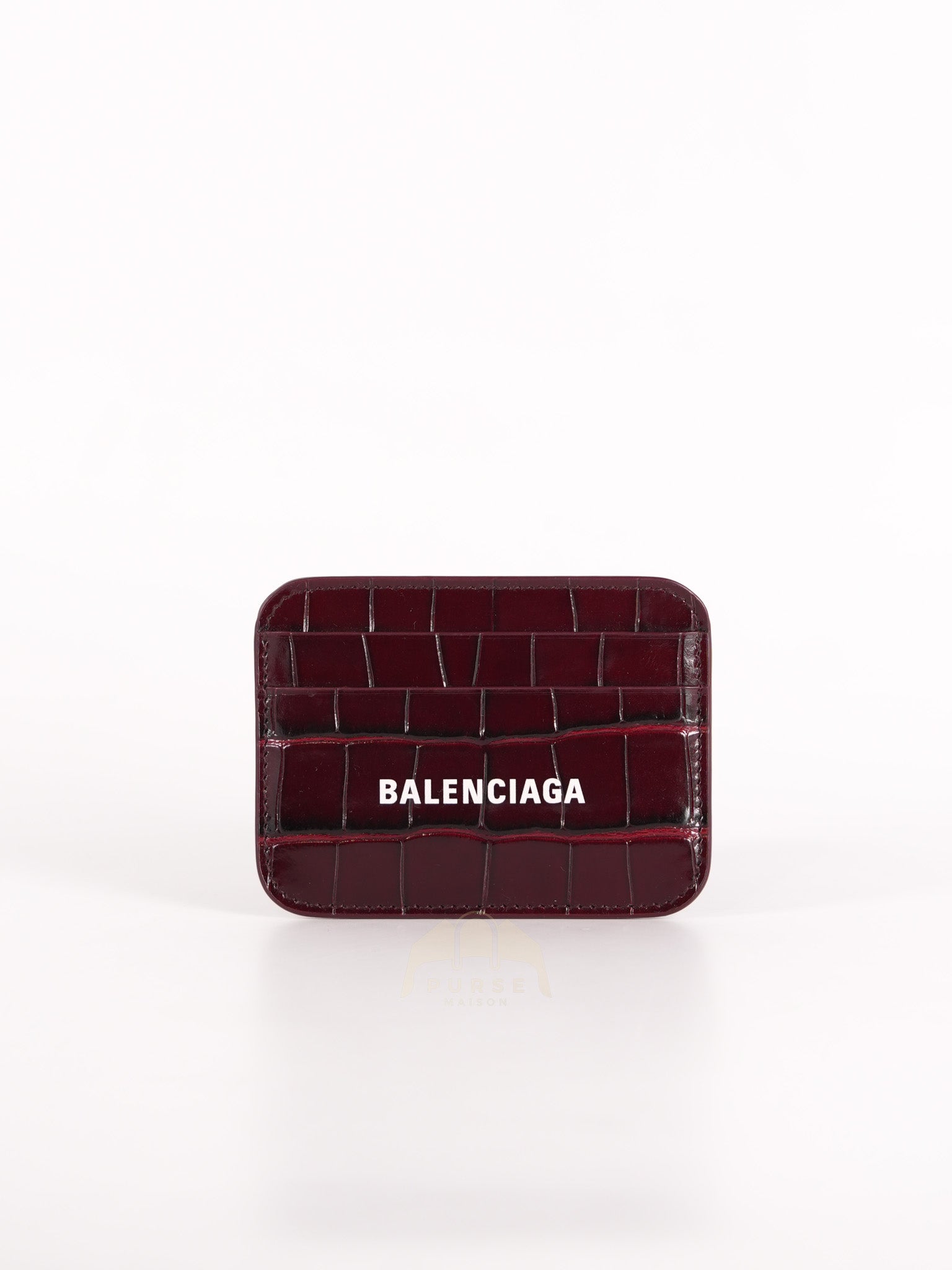 Cash Card Holder in Burgundy Shiny Crocodile Leather | Purse Maison Luxury Bags Shop
