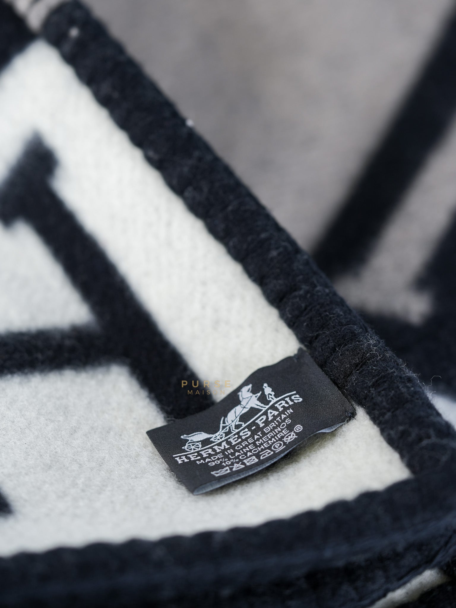 Cashmere Wool Black/White/Gray Blanket | Purse Maison Luxury Bags Shop