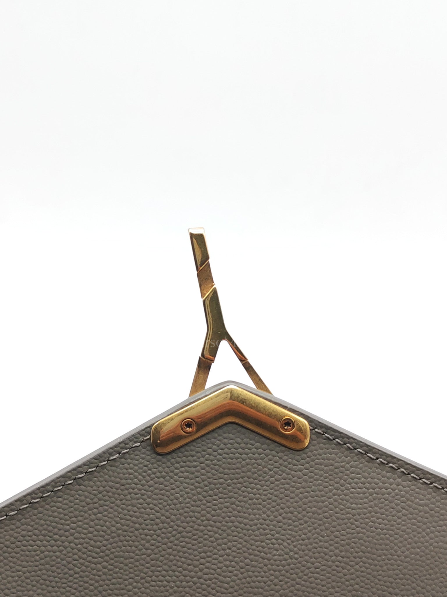 Cassandra Top Handle Medium in Dark Gray Grained Calfskin Leather | Purse Maison Luxury Bags Shop
