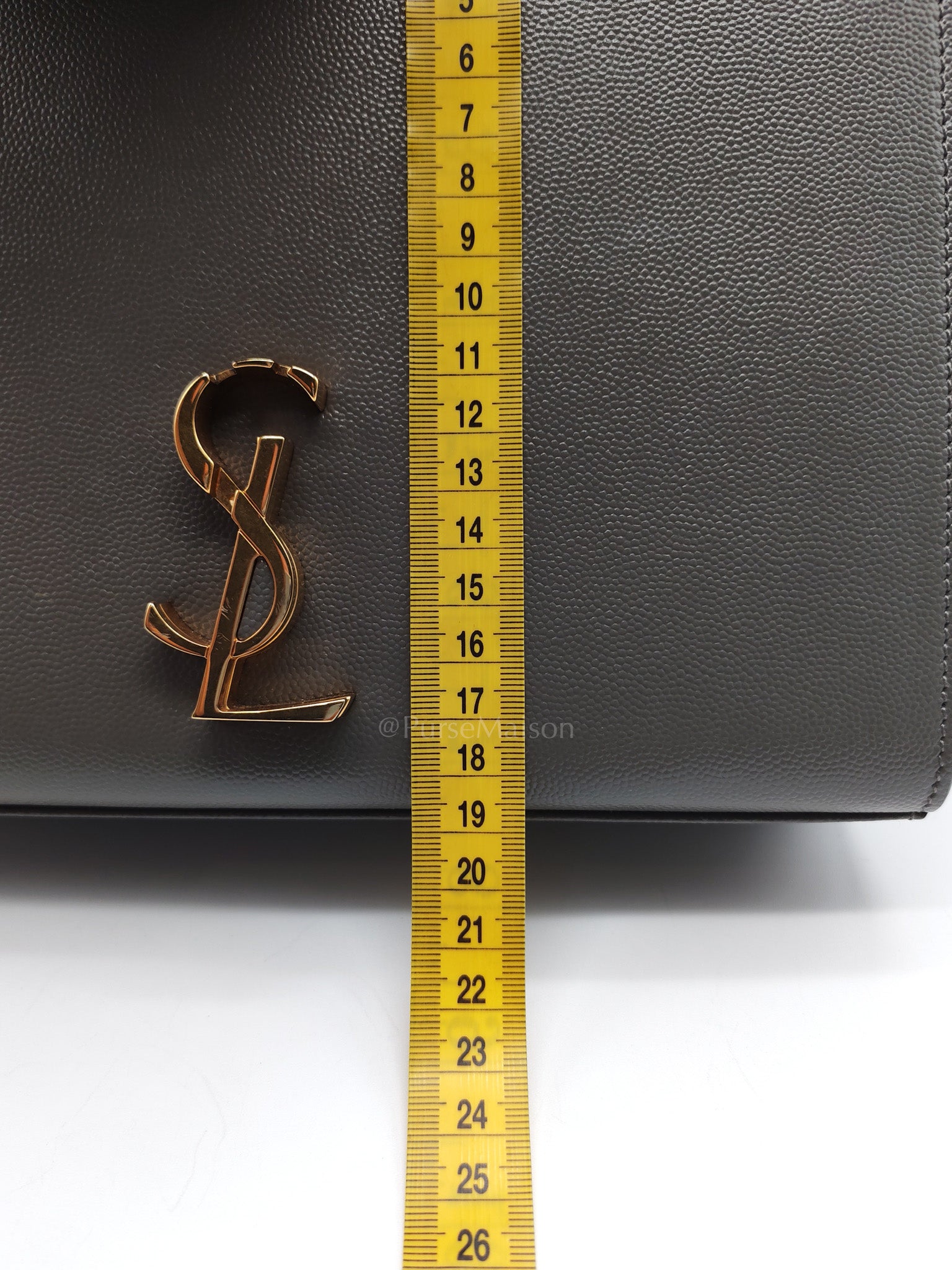 Cassandra Top Handle Medium in Dark Gray Grained Calfskin Leather | Purse Maison Luxury Bags Shop