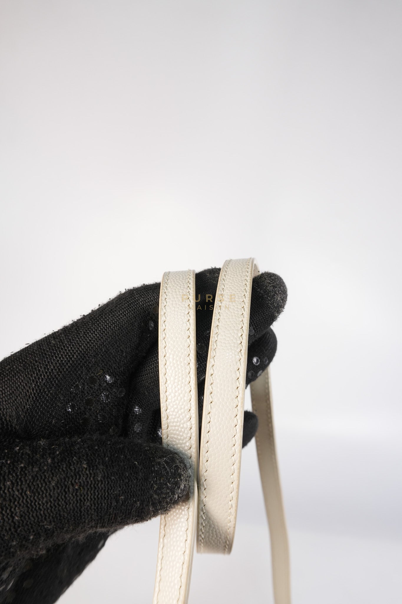 Cassandra Top Handle Medium in Off White Grained Calfskin Leather | Purse Maison Luxury Bags Shop