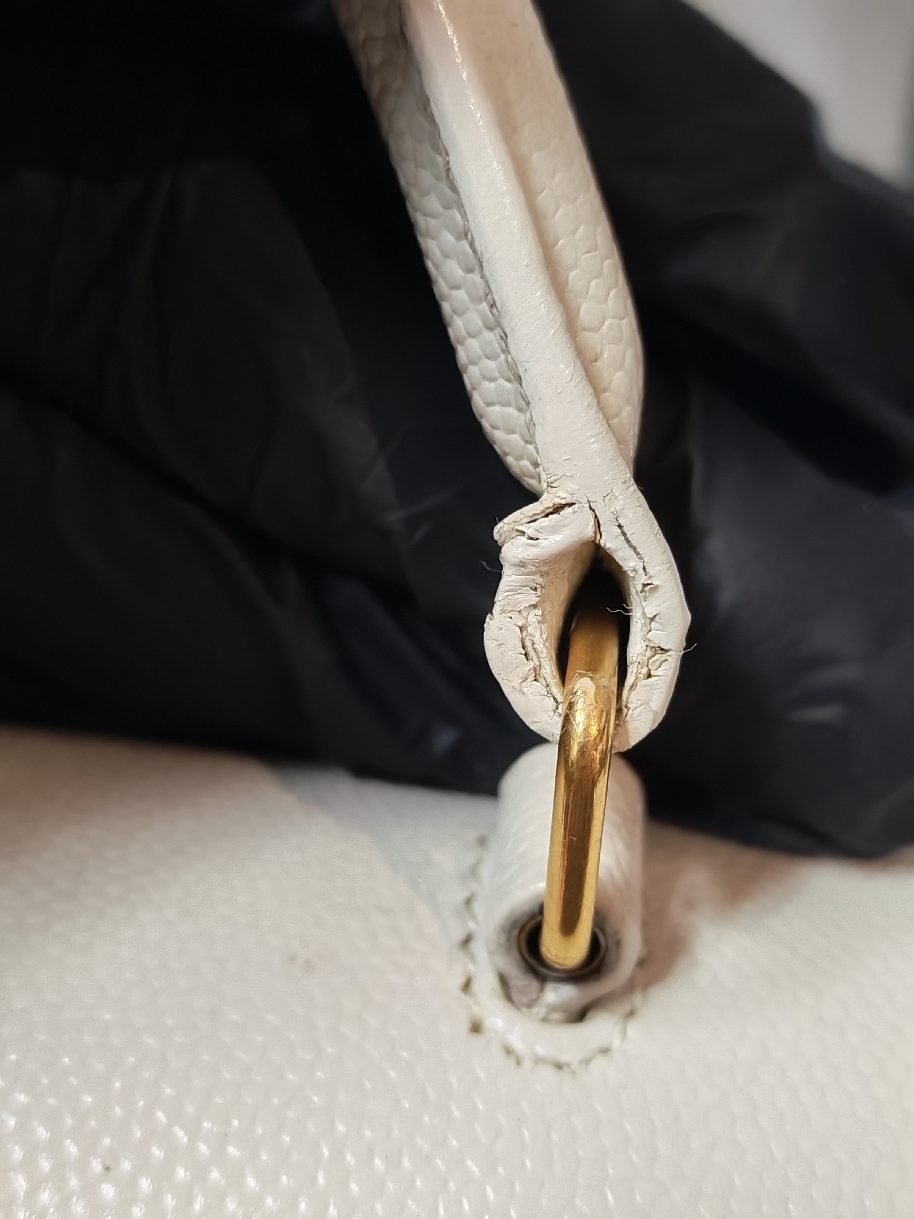 Cassandra Top Handle Medium in Off White Grained Calfskin Leather | Purse Maison Luxury Bags Shop