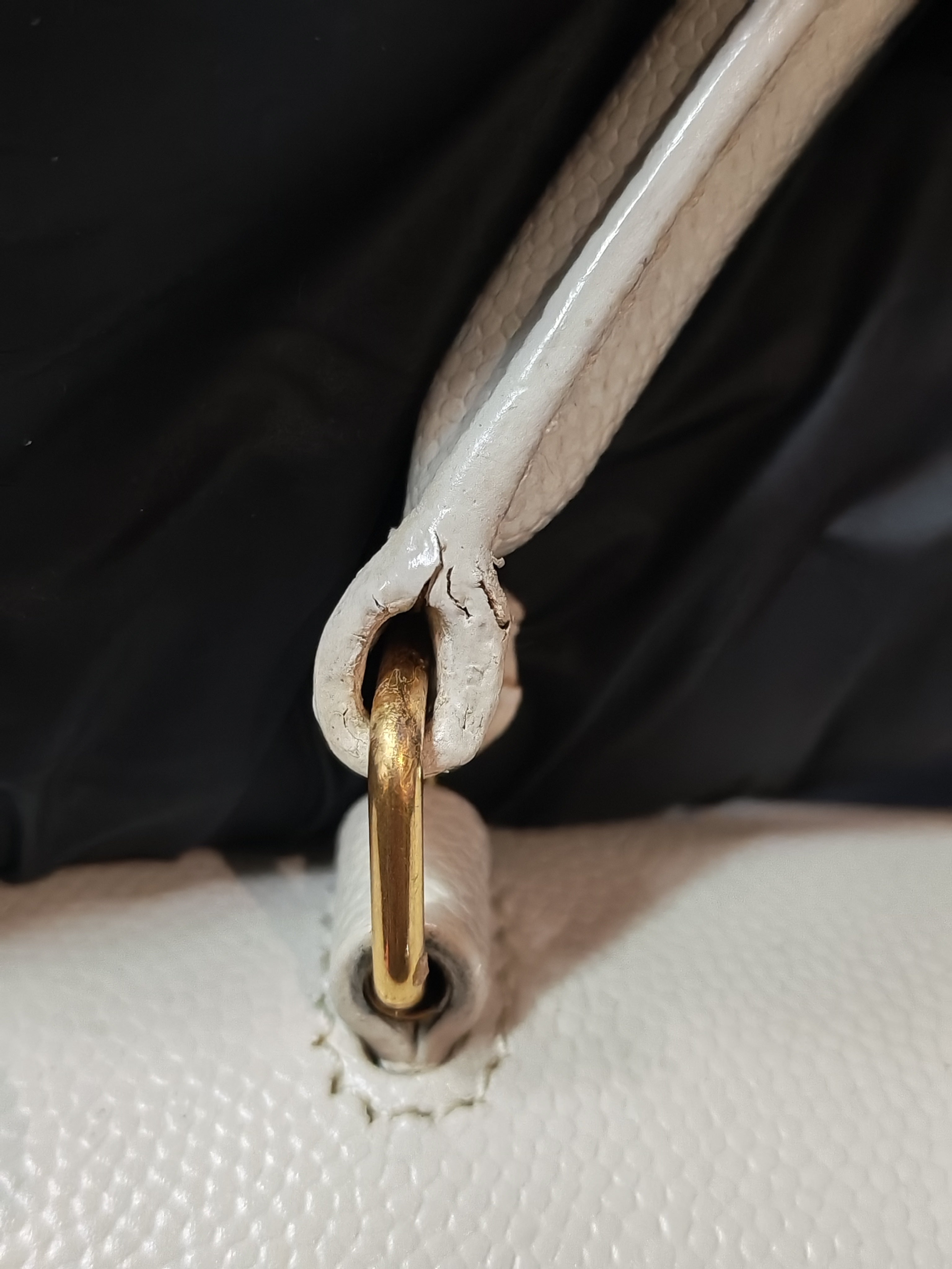 Cassandra Top Handle Medium in Off White Grained Calfskin Leather | Purse Maison Luxury Bags Shop