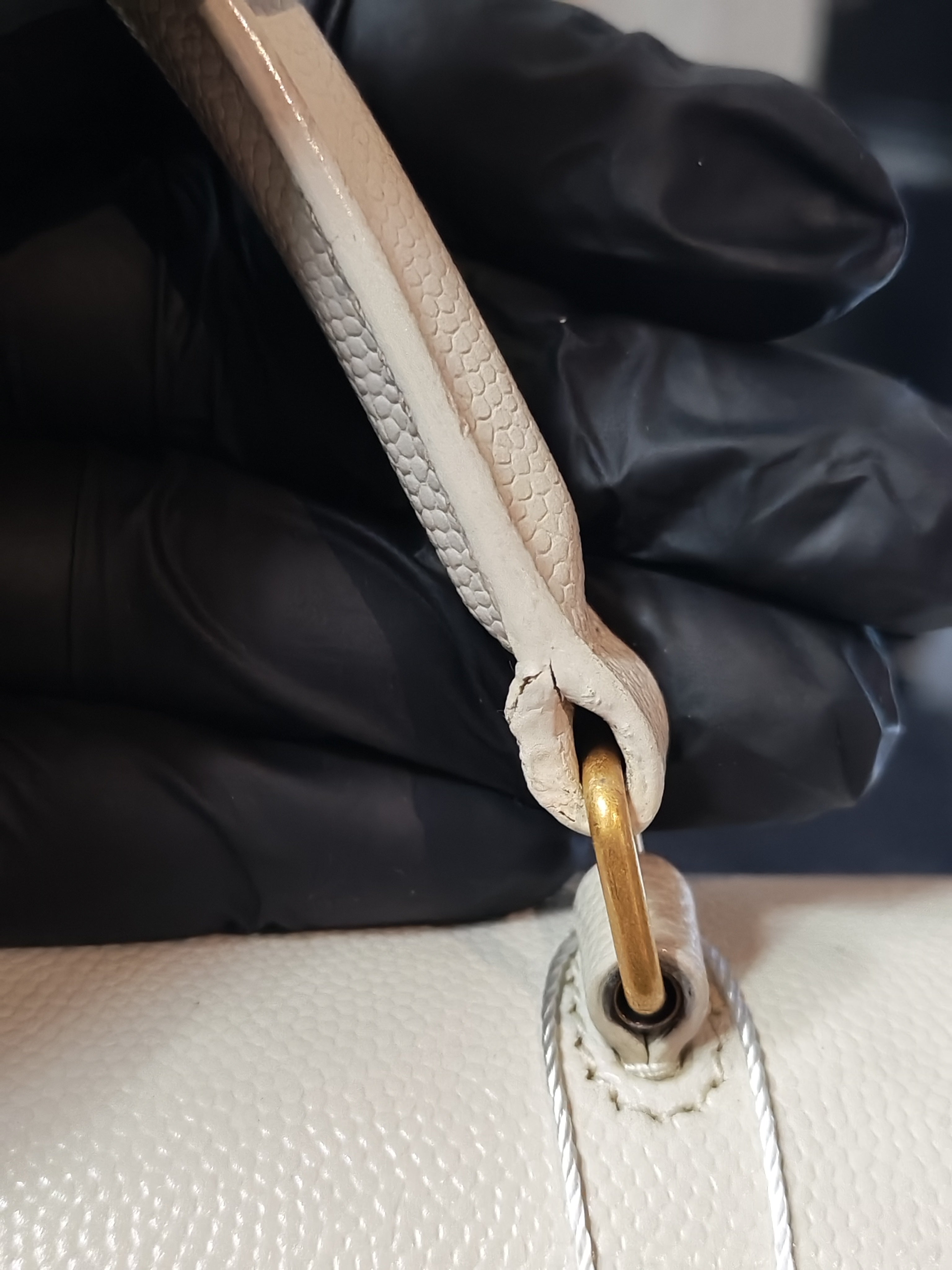 Cassandra Top Handle Medium in Off White Grained Calfskin Leather | Purse Maison Luxury Bags Shop