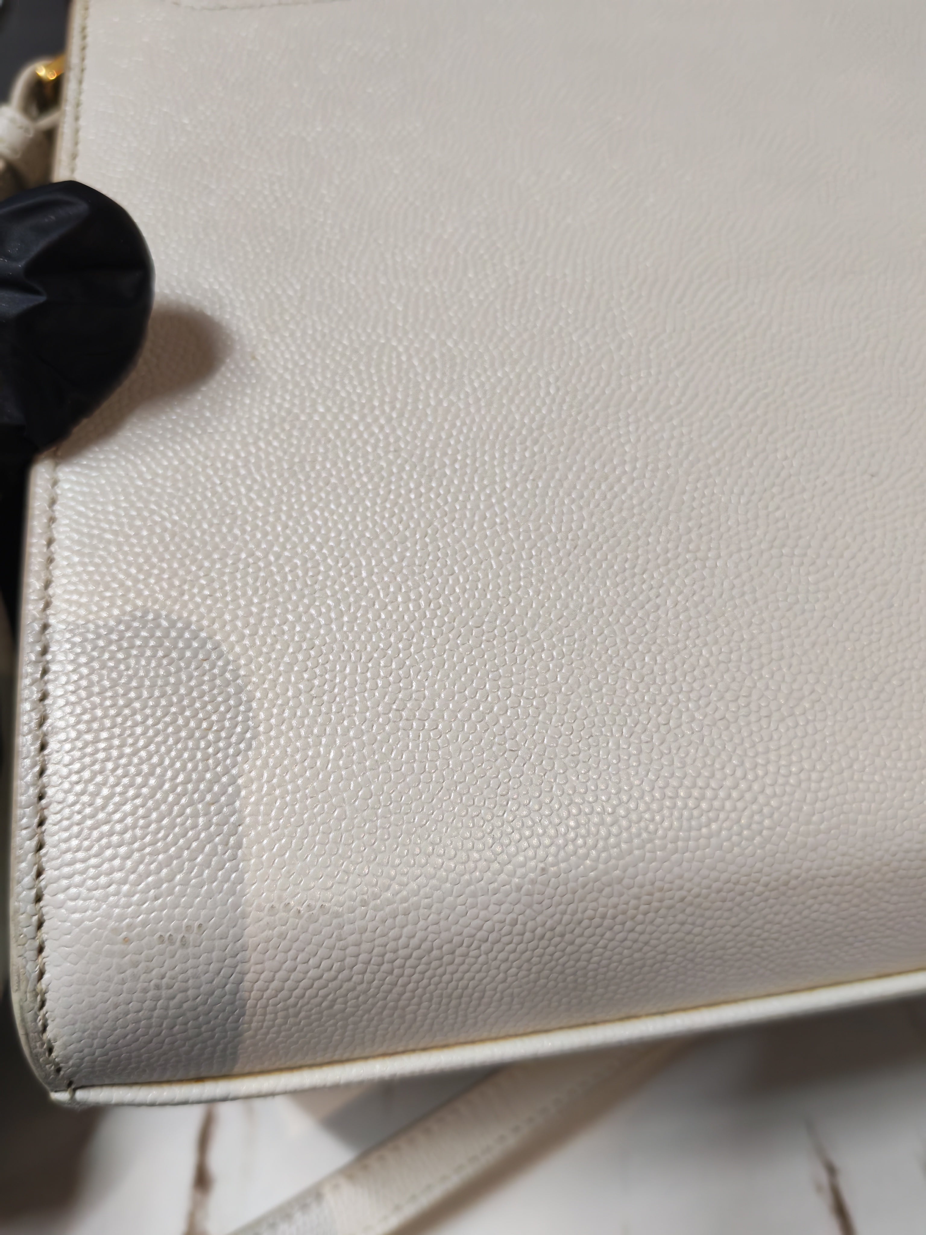 Cassandra Top Handle Medium in Off White Grained Calfskin Leather | Purse Maison Luxury Bags Shop