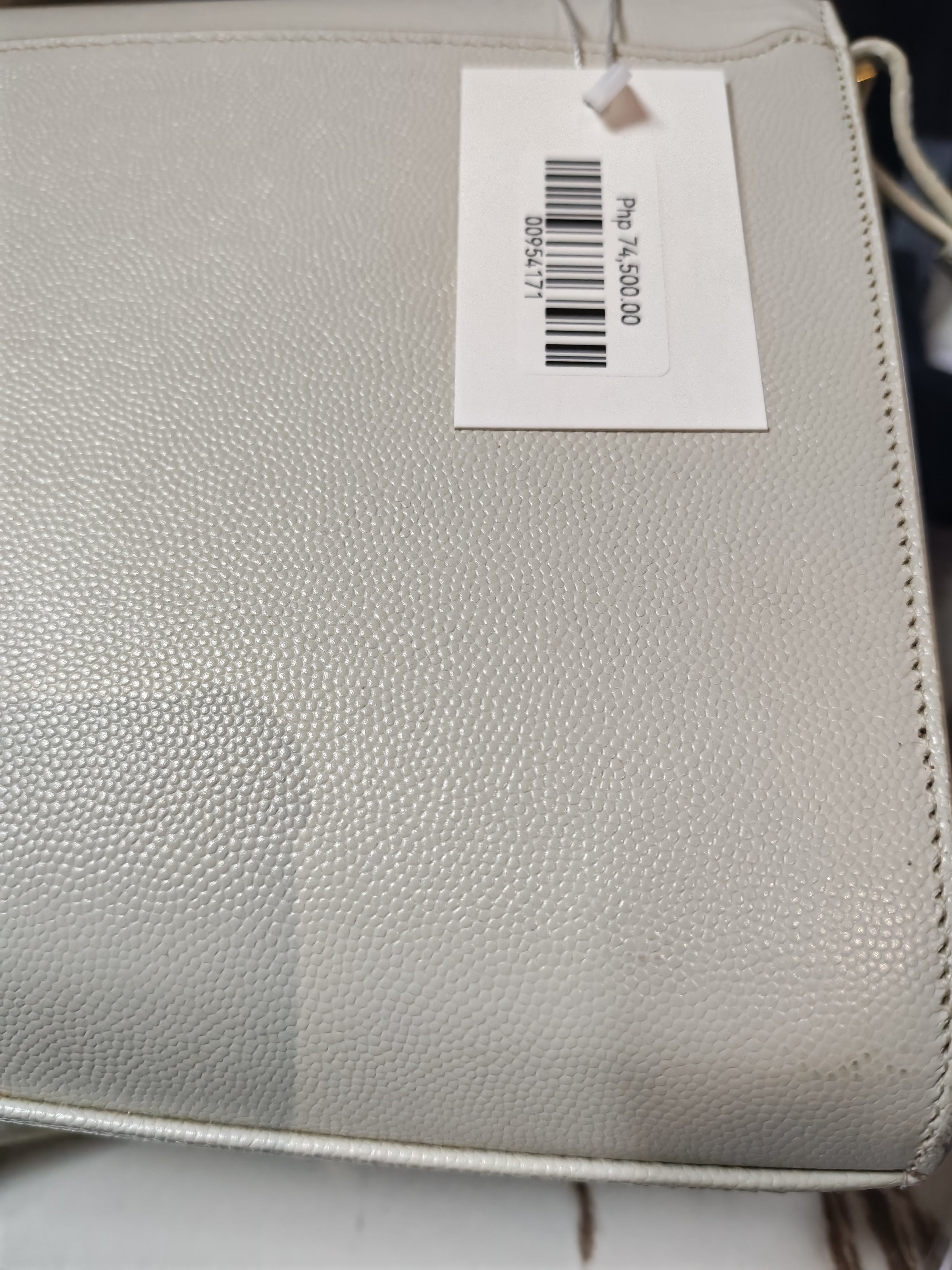 Cassandra Top Handle Medium in Off White Grained Calfskin Leather | Purse Maison Luxury Bags Shop