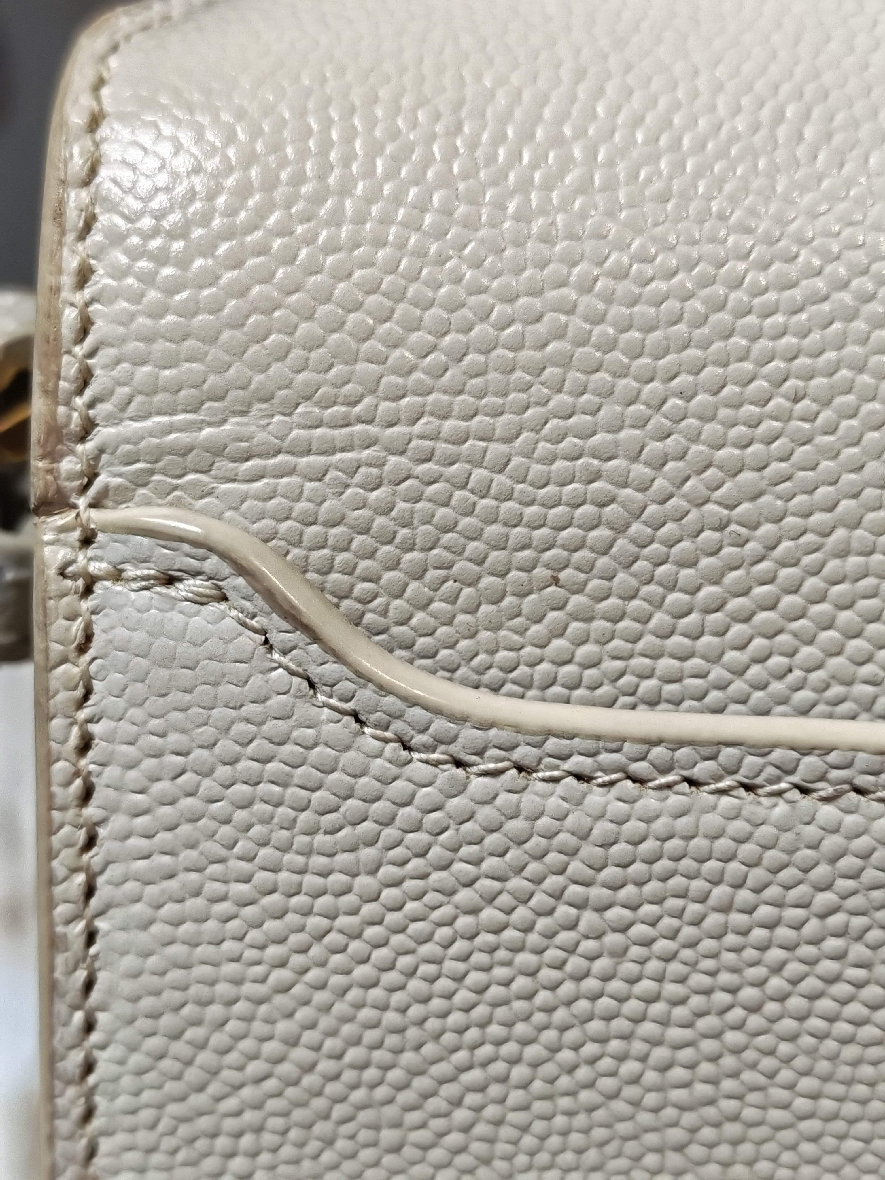 Cassandra Top Handle Medium in Off White Grained Calfskin Leather | Purse Maison Luxury Bags Shop