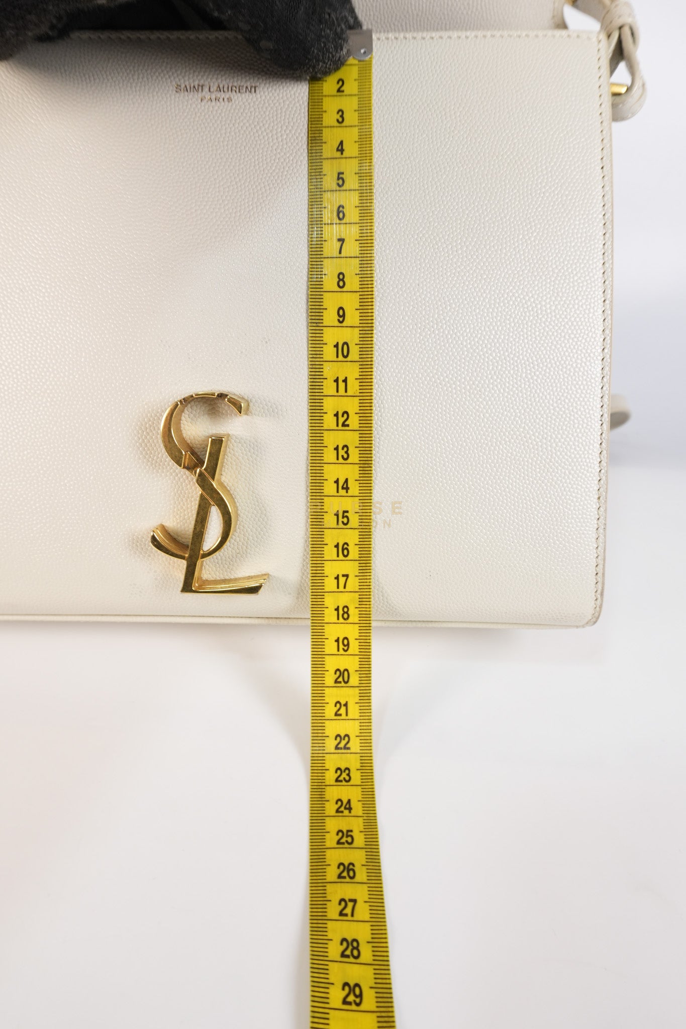 Cassandra Top Handle Medium in Off White Grained Calfskin Leather | Purse Maison Luxury Bags Shop