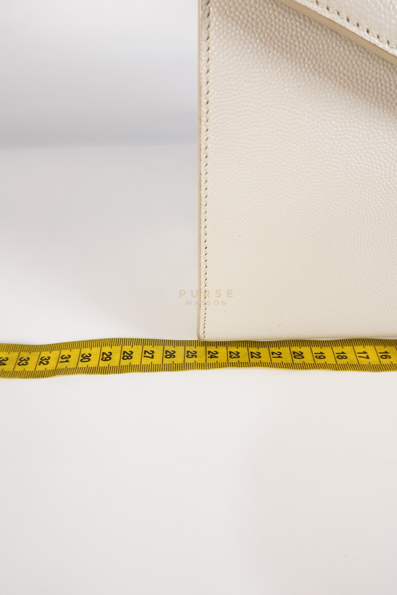 Cassandra Top Handle Medium in Off White Grained Calfskin Leather | Purse Maison Luxury Bags Shop