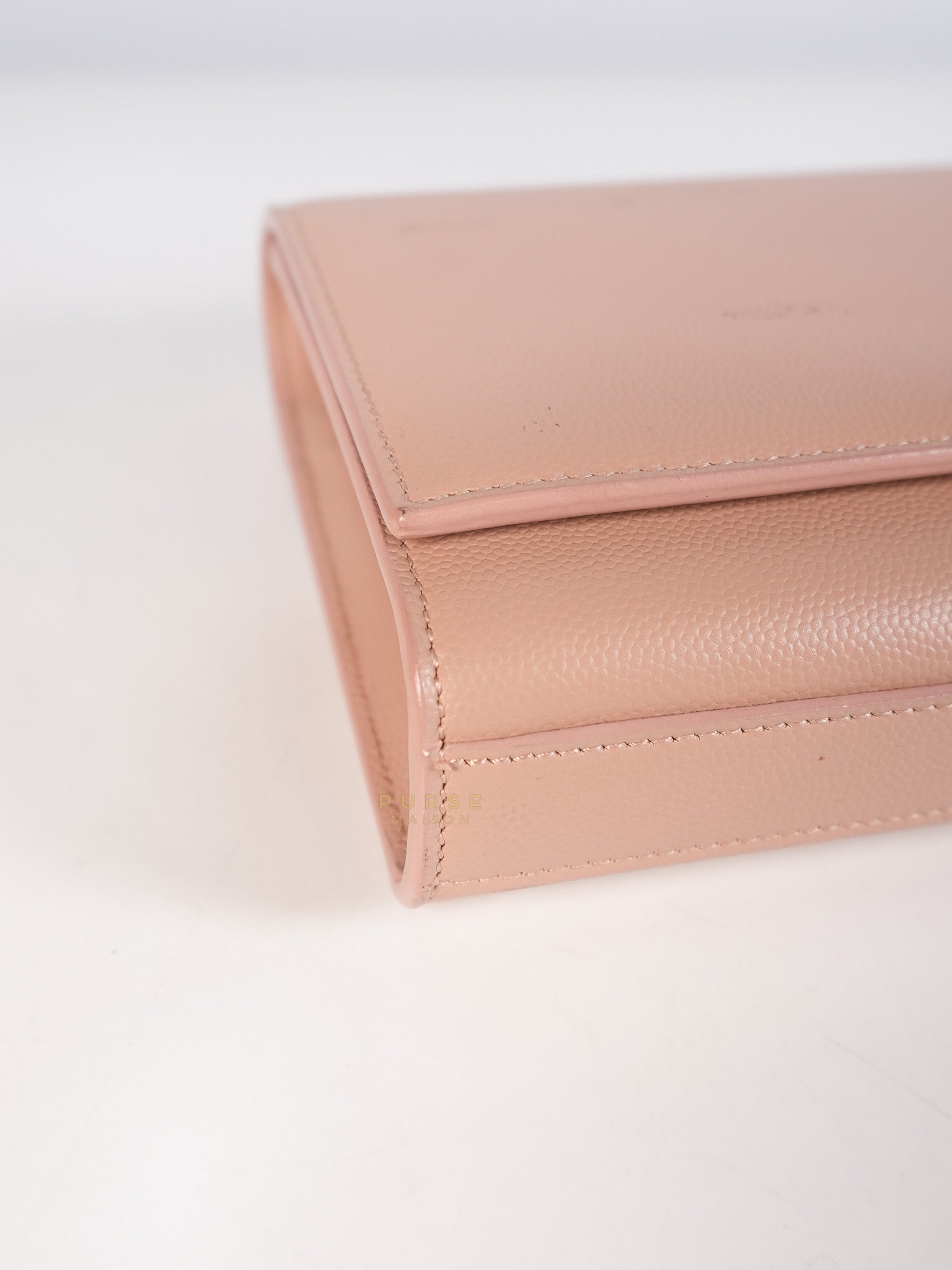 Cassandre Light Pink Grained Calfskin Leather Long Clutch | Purse Maison Luxury Bags Shop