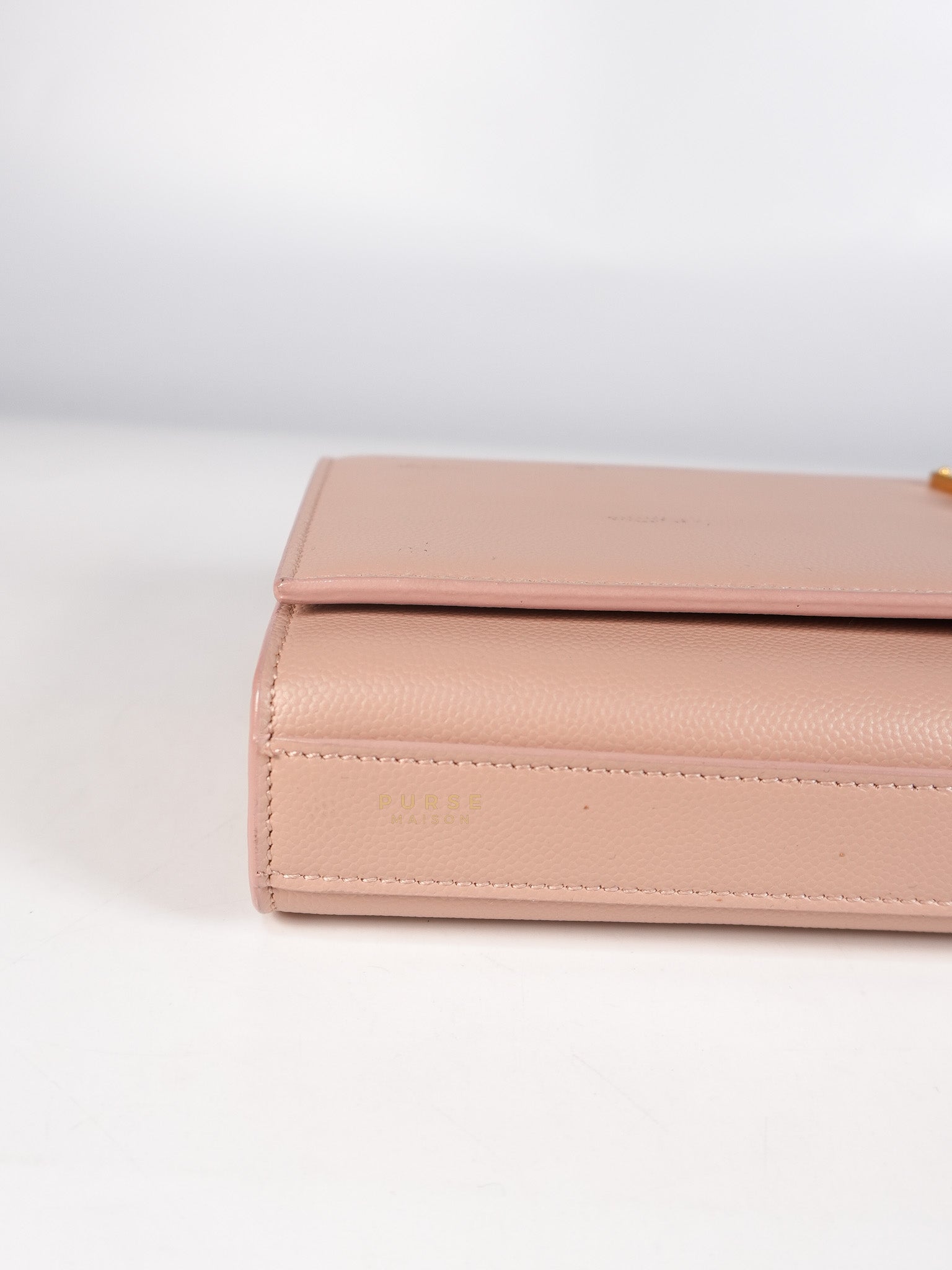 Cassandre Light Pink Grained Calfskin Leather Long Clutch | Purse Maison Luxury Bags Shop