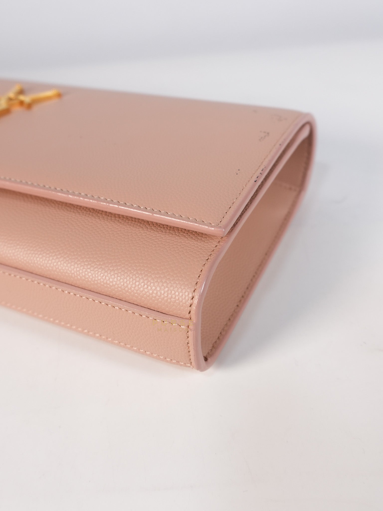 Cassandre Light Pink Grained Calfskin Leather Long Clutch | Purse Maison Luxury Bags Shop