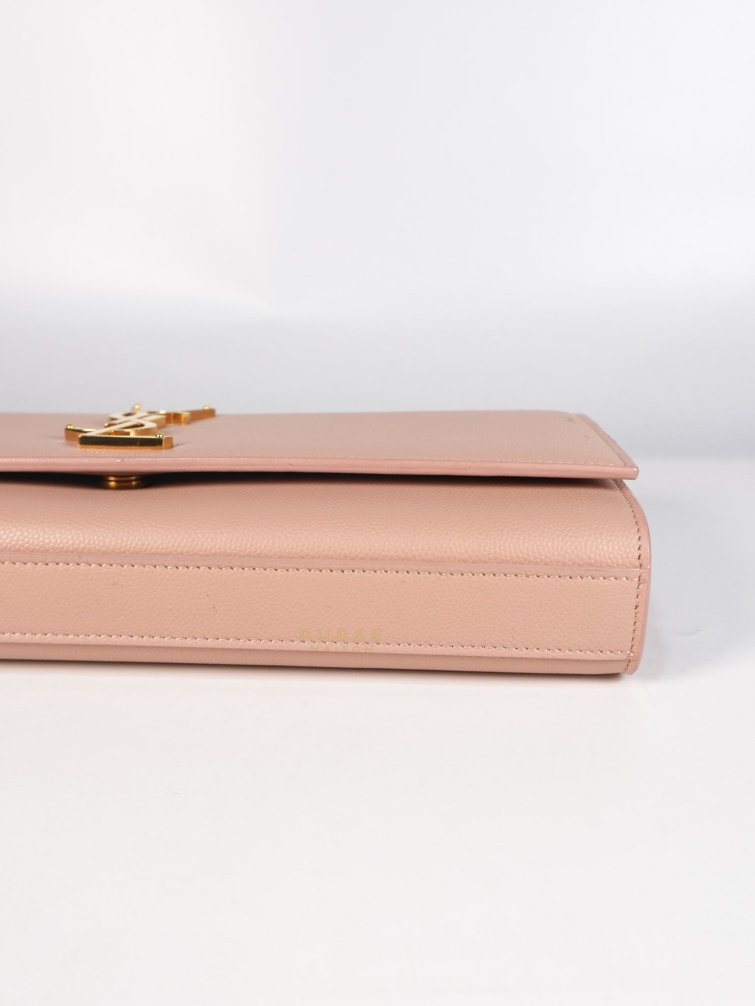 Cassandre Light Pink Grained Calfskin Leather Long Clutch | Purse Maison Luxury Bags Shop