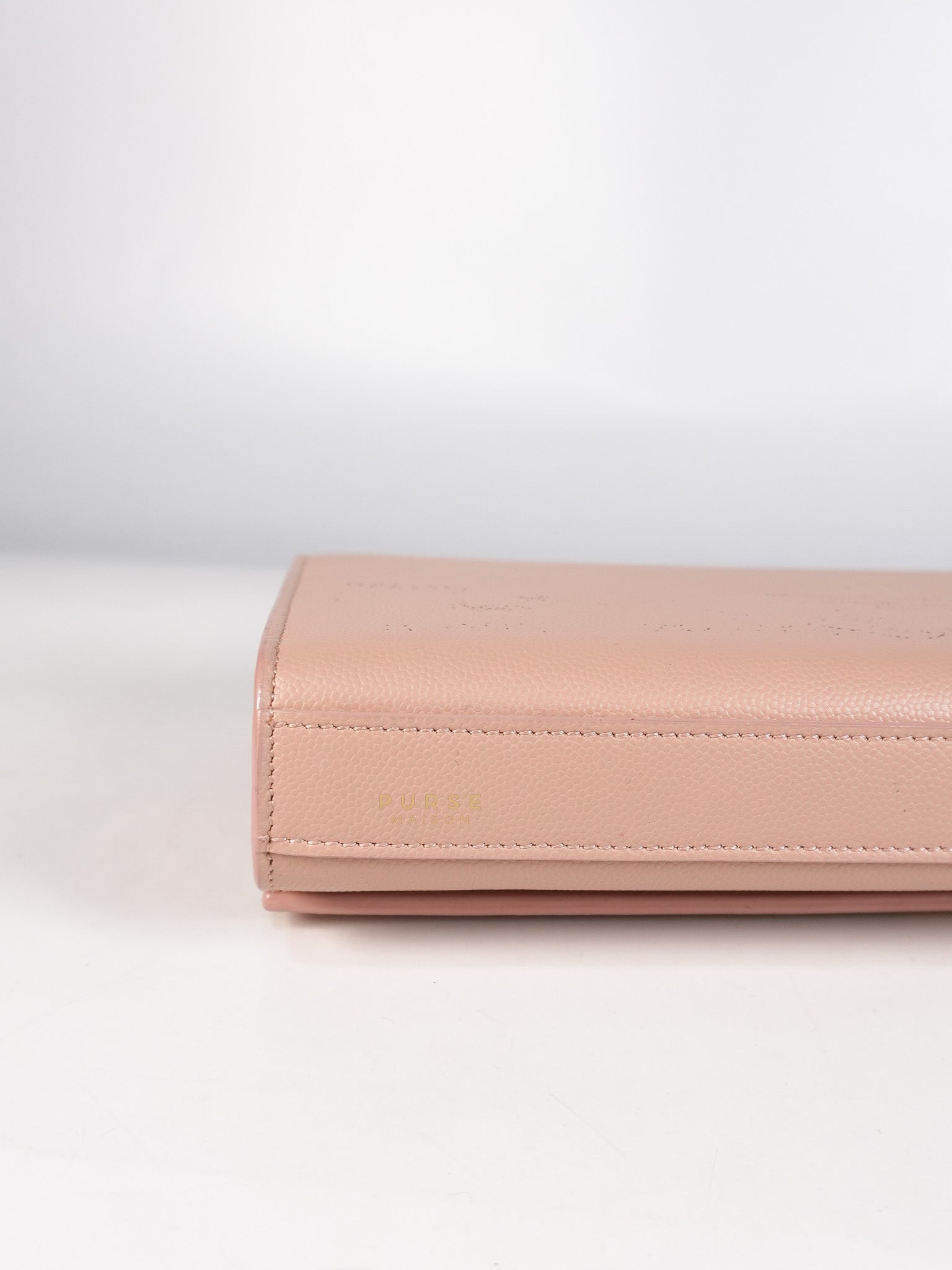 Cassandre Light Pink Grained Calfskin Leather Long Clutch | Purse Maison Luxury Bags Shop