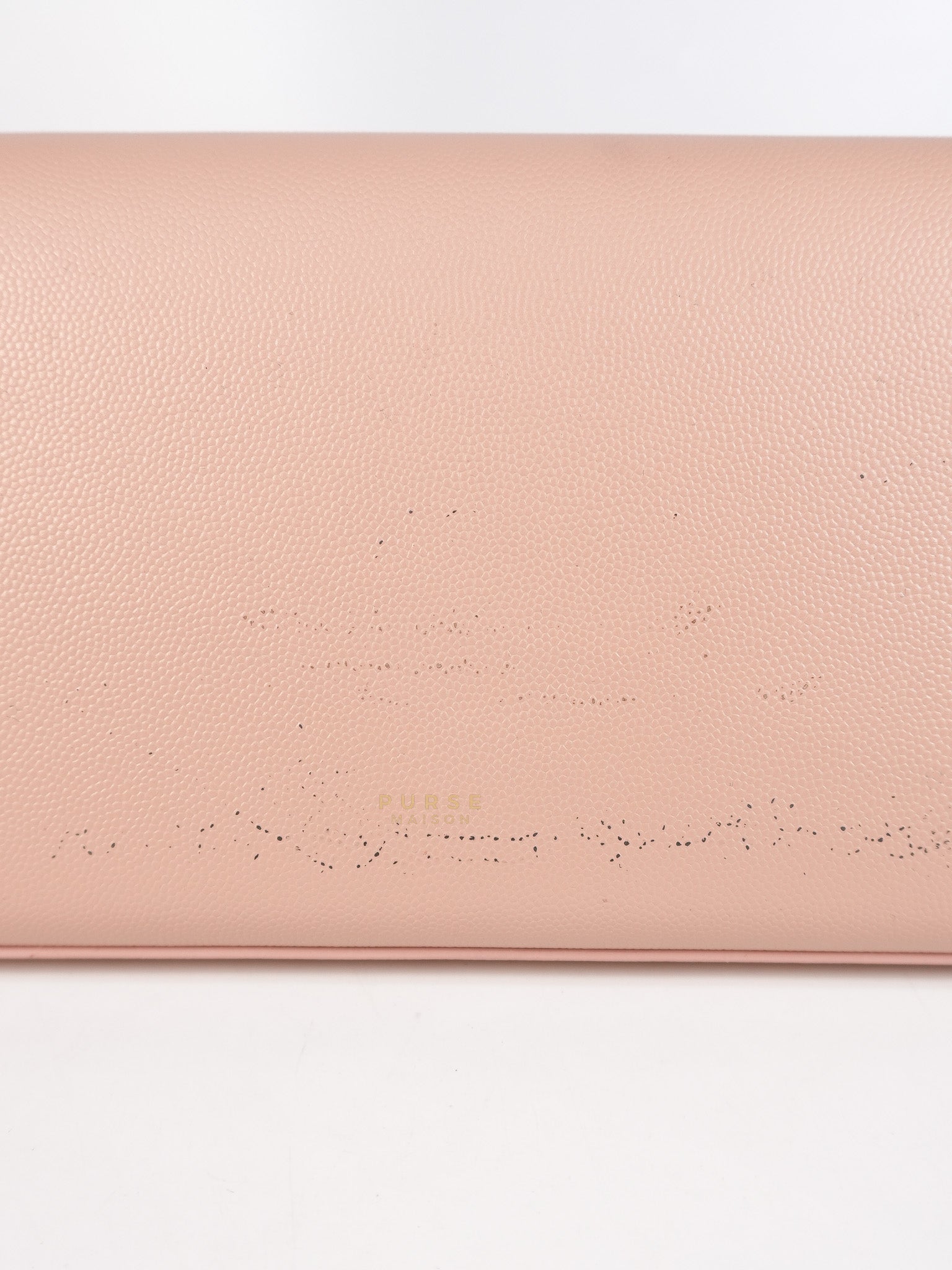 Cassandre Light Pink Grained Calfskin Leather Long Clutch | Purse Maison Luxury Bags Shop
