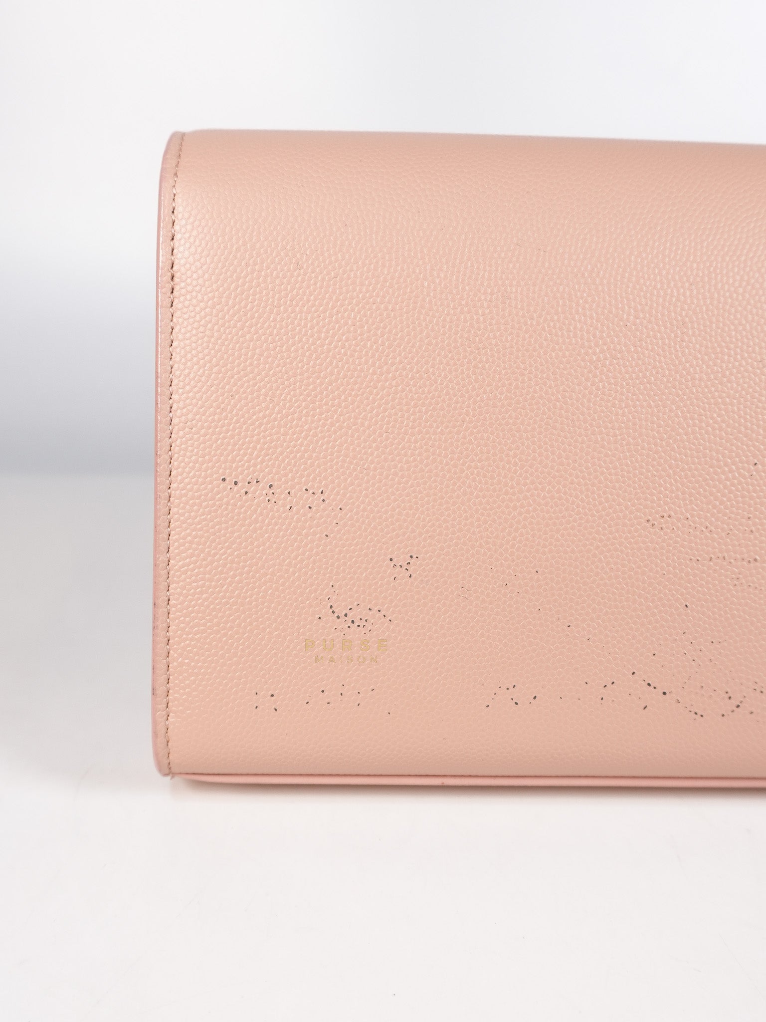 Cassandre Light Pink Grained Calfskin Leather Long Clutch | Purse Maison Luxury Bags Shop