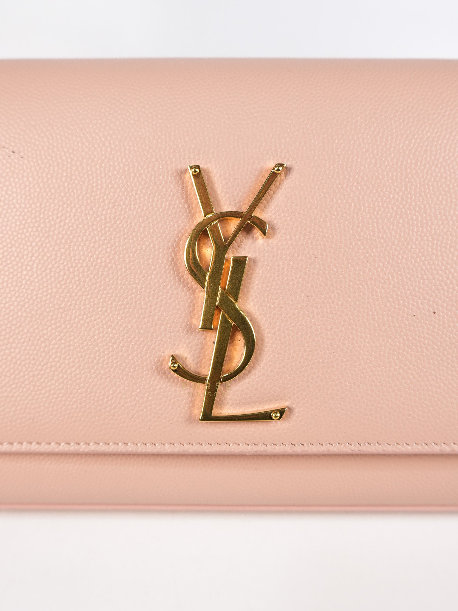 Cassandre Light Pink Grained Calfskin Leather Long Clutch | Purse Maison Luxury Bags Shop