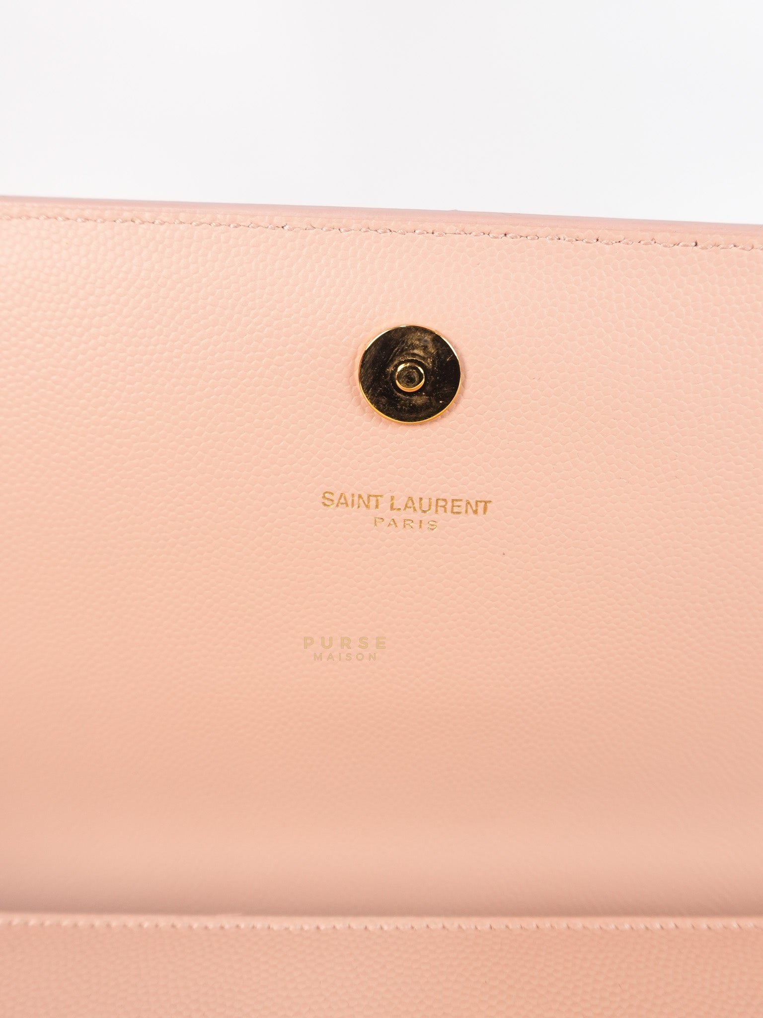 Cassandre Light Pink Grained Calfskin Leather Long Clutch | Purse Maison Luxury Bags Shop