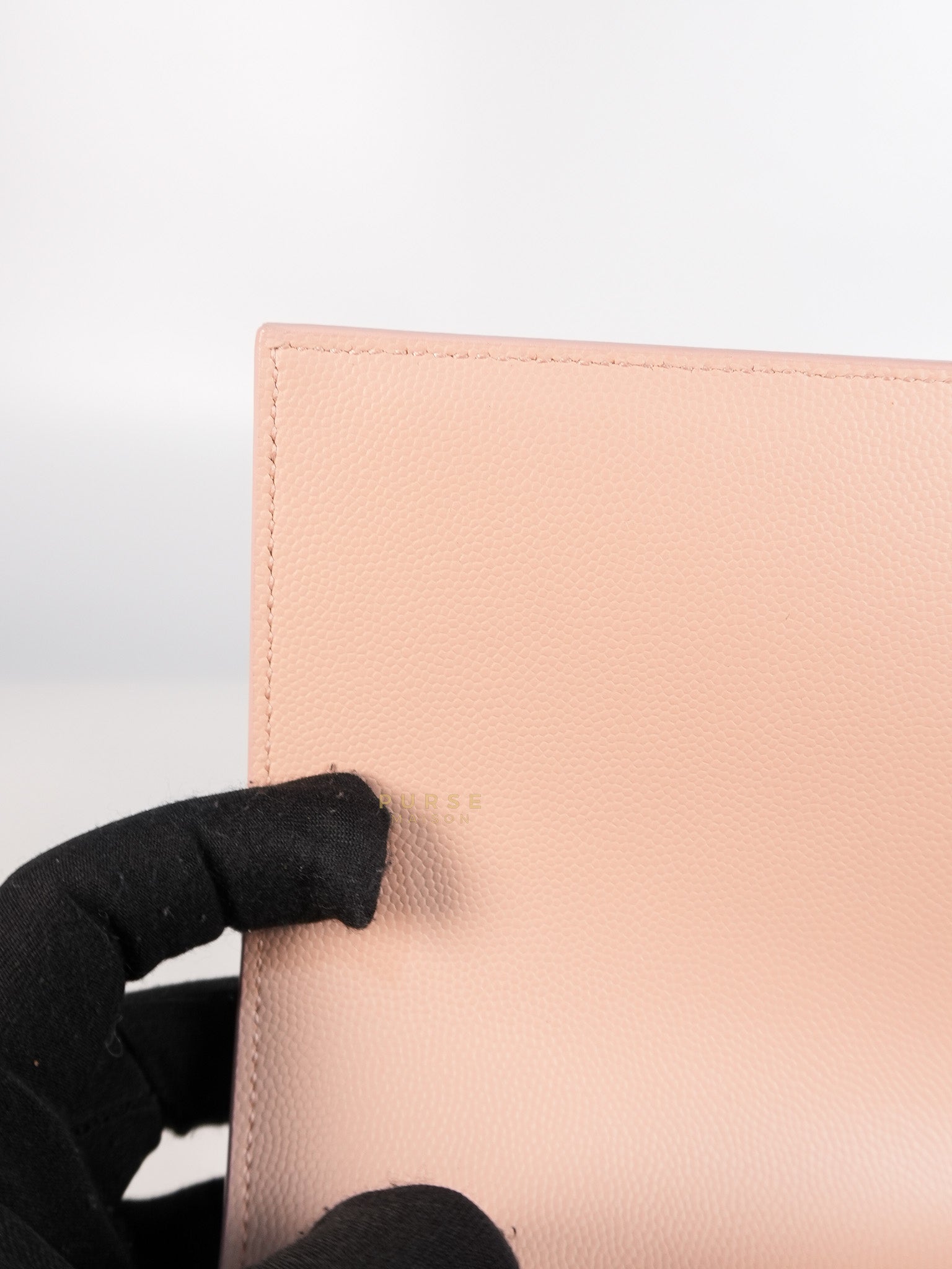 Cassandre Light Pink Grained Calfskin Leather Long Clutch | Purse Maison Luxury Bags Shop