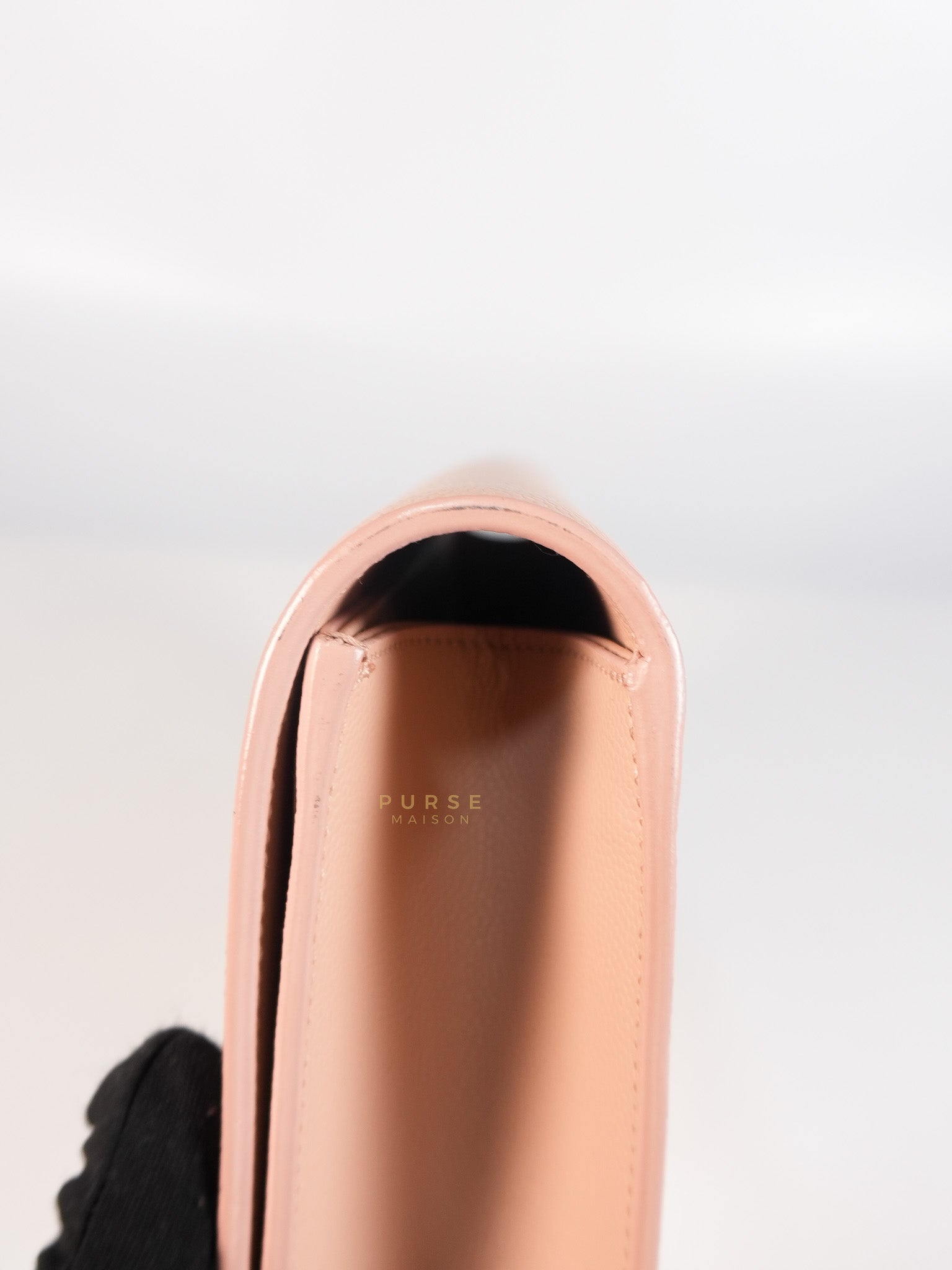 Cassandre Light Pink Grained Calfskin Leather Long Clutch | Purse Maison Luxury Bags Shop