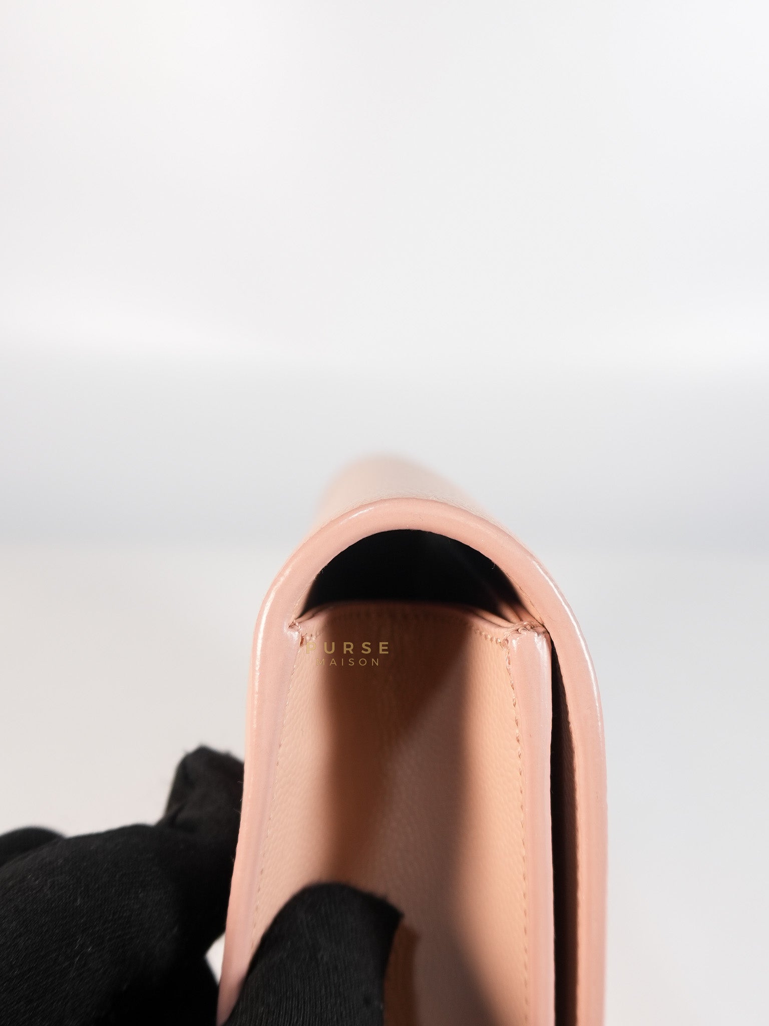 Cassandre Light Pink Grained Calfskin Leather Long Clutch | Purse Maison Luxury Bags Shop