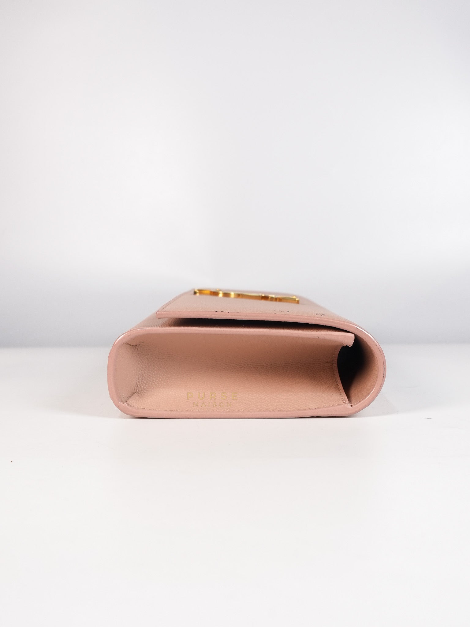 Cassandre Light Pink Grained Calfskin Leather Long Clutch | Purse Maison Luxury Bags Shop