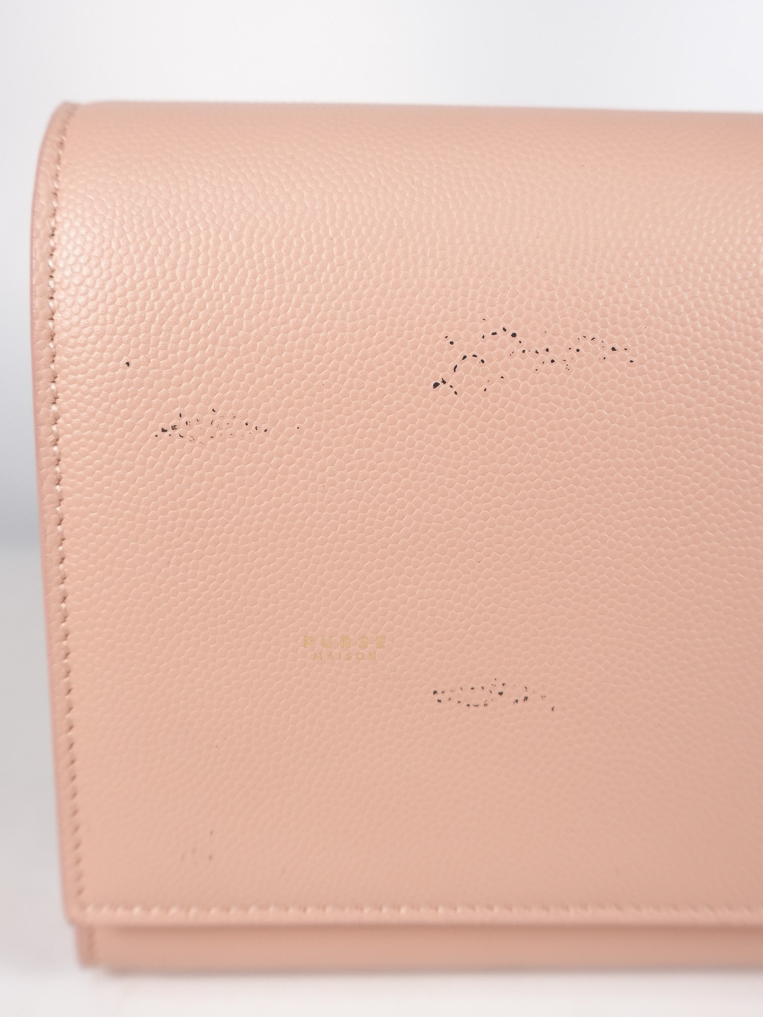 Cassandre Light Pink Grained Calfskin Leather Long Clutch | Purse Maison Luxury Bags Shop