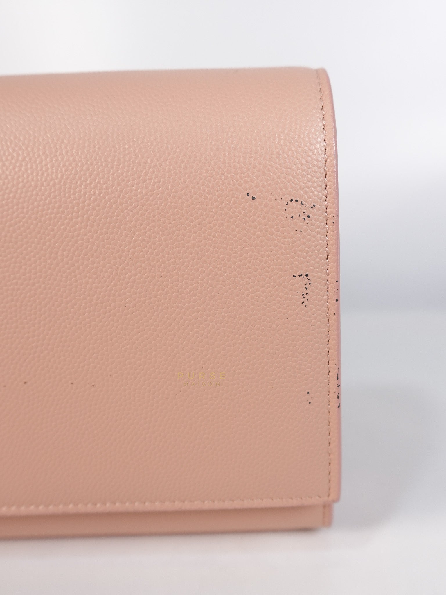 Cassandre Light Pink Grained Calfskin Leather Long Clutch | Purse Maison Luxury Bags Shop