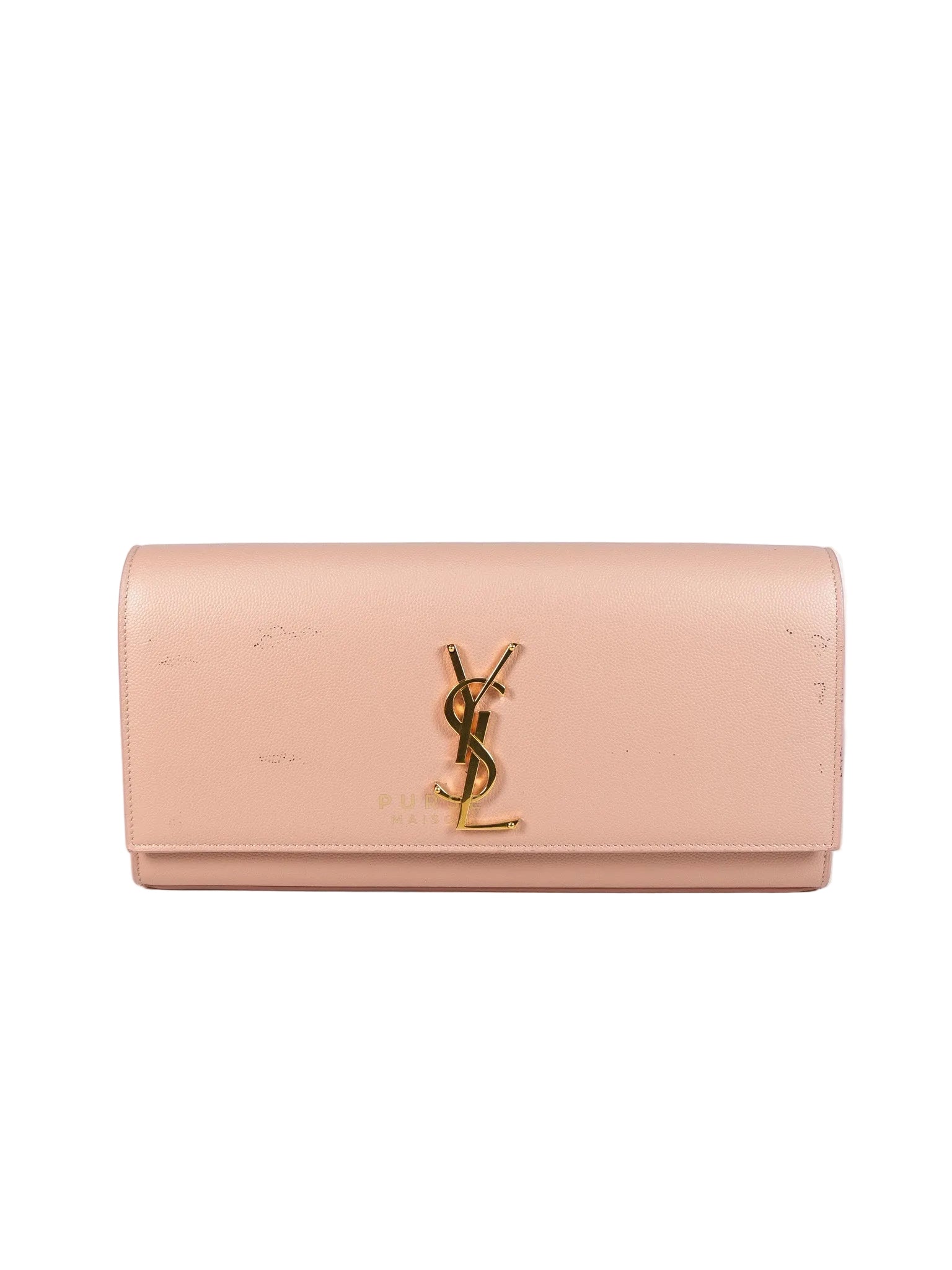 Cassandre Light Pink Grained Calfskin Leather Long Clutch | Purse Maison Luxury Bags Shop