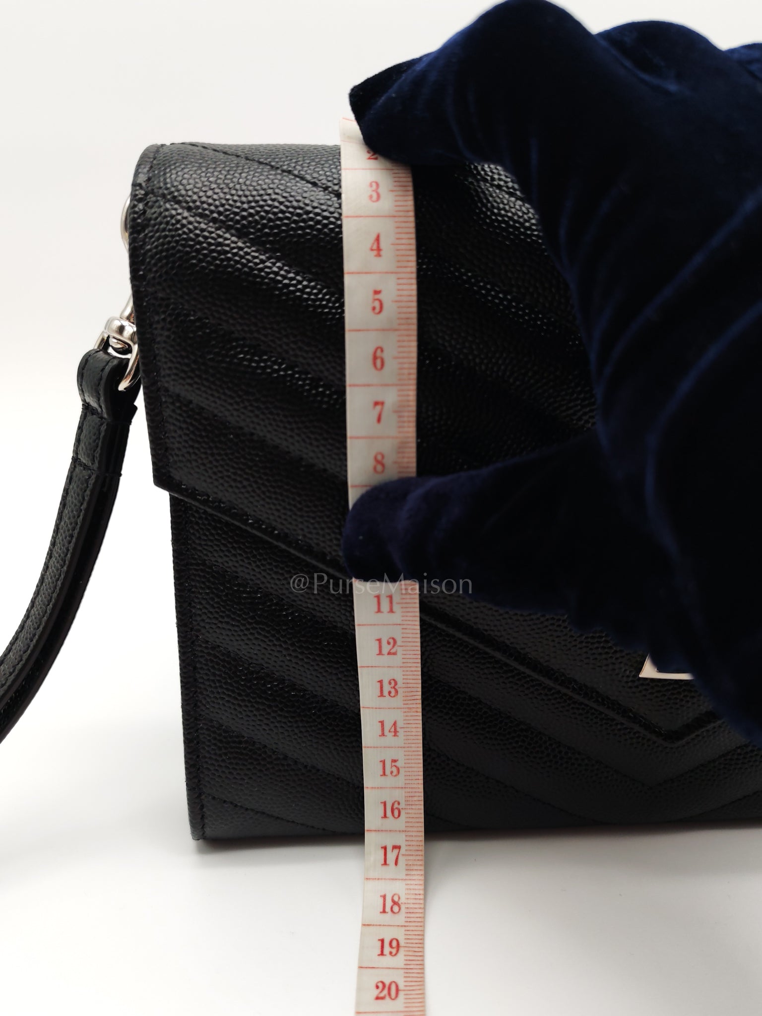 Cassandre Matelasse Flap Clutch in Black Grained Calfskin Leather | Purse Maison Luxury Bags Shop