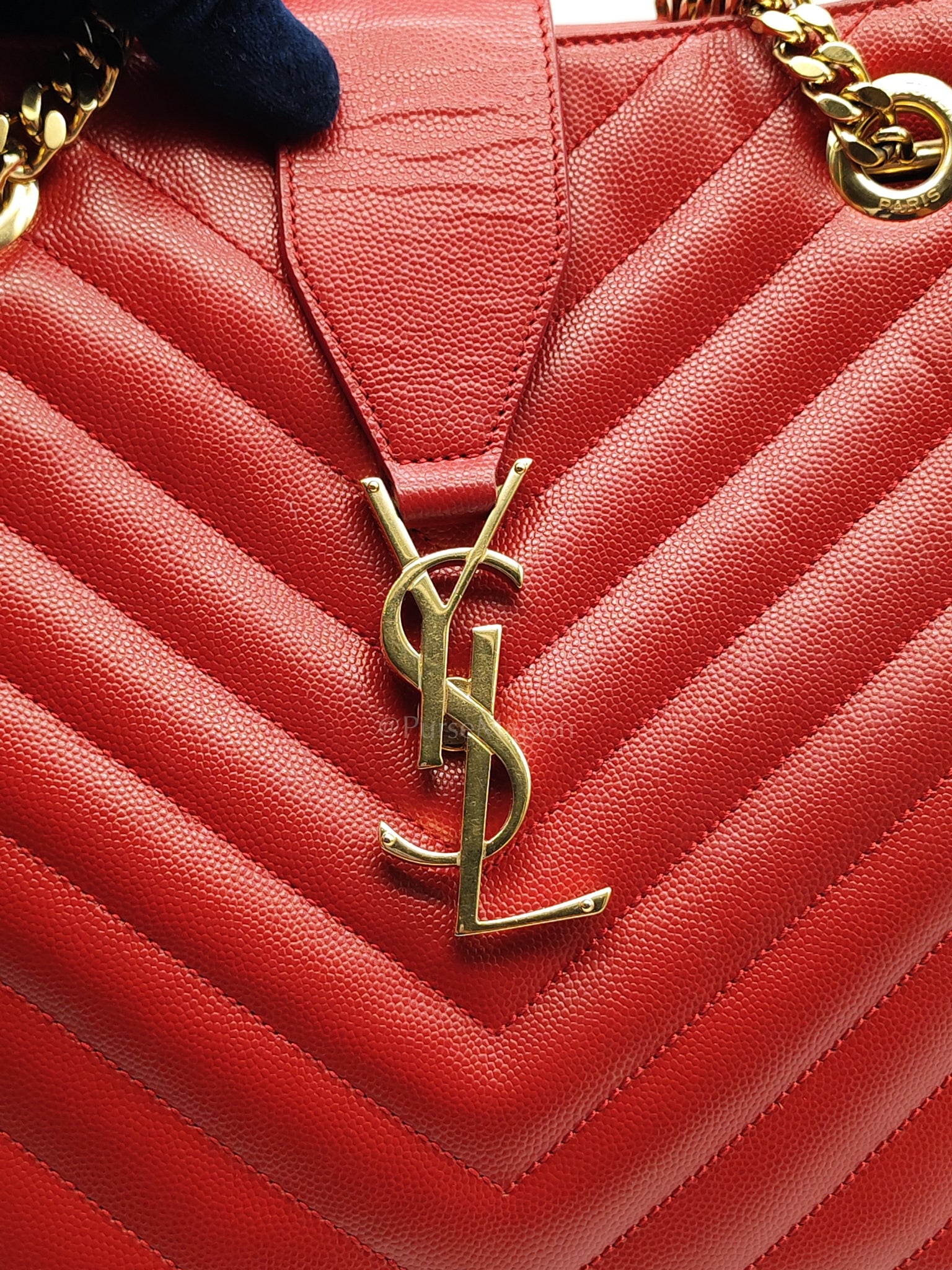 Cassandre Tote in Red Chevron Grained Calfskin Leather Tote Bag | Purse Maison Luxury Bags Shop