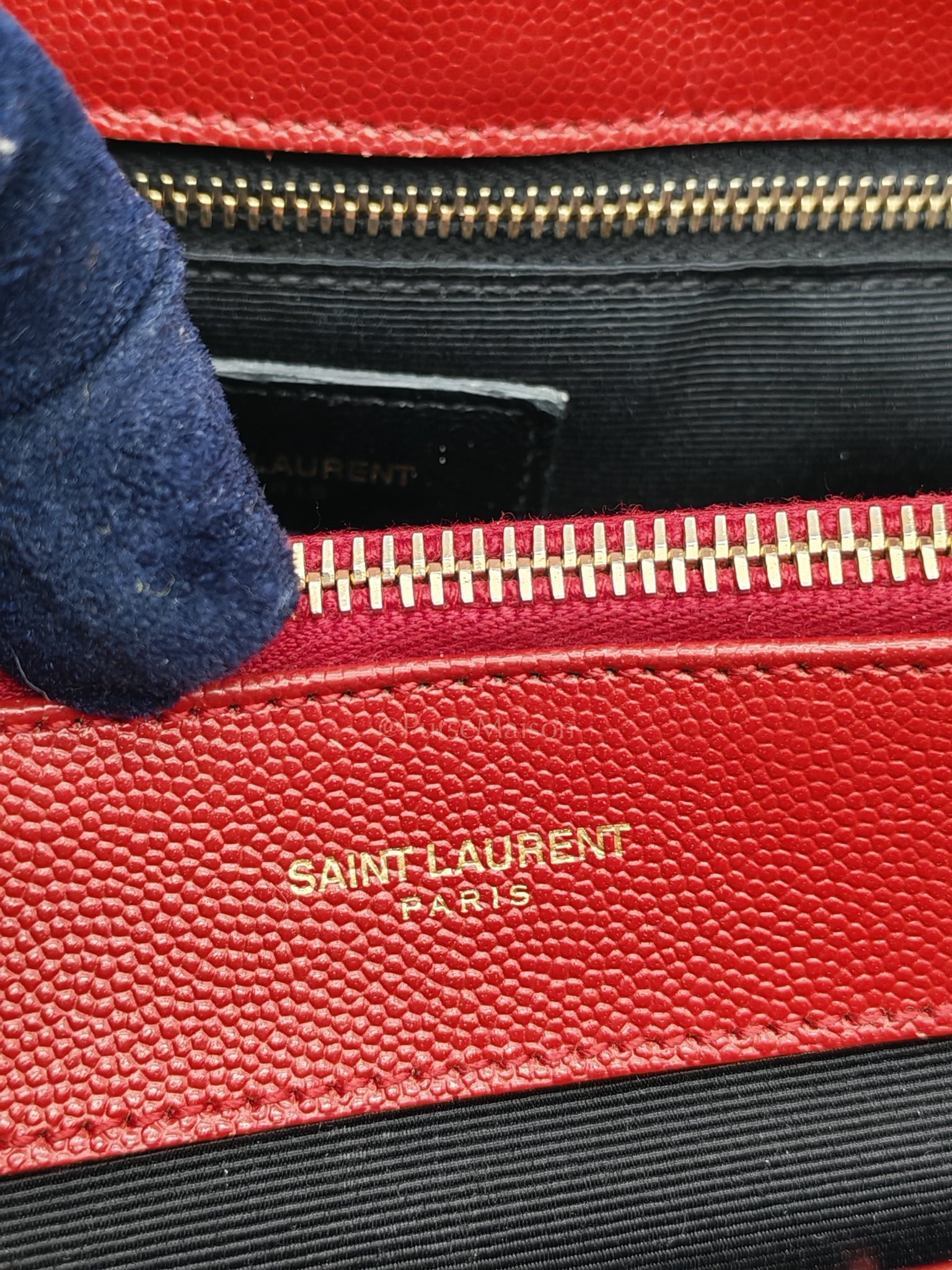 Cassandre Tote in Red Chevron Grained Calfskin Leather Tote Bag | Purse Maison Luxury Bags Shop