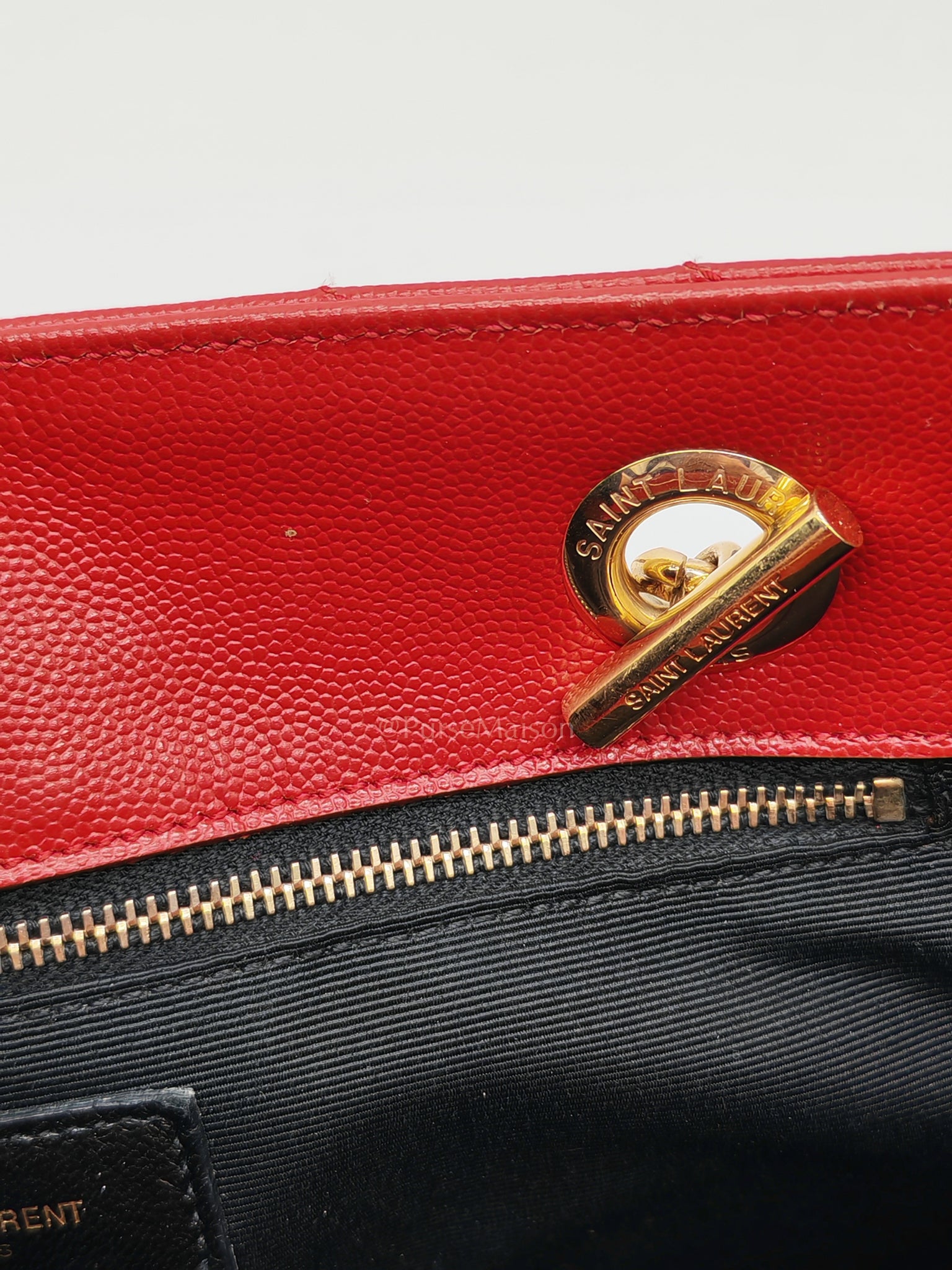 Cassandre Tote in Red Chevron Grained Calfskin Leather Tote Bag | Purse Maison Luxury Bags Shop