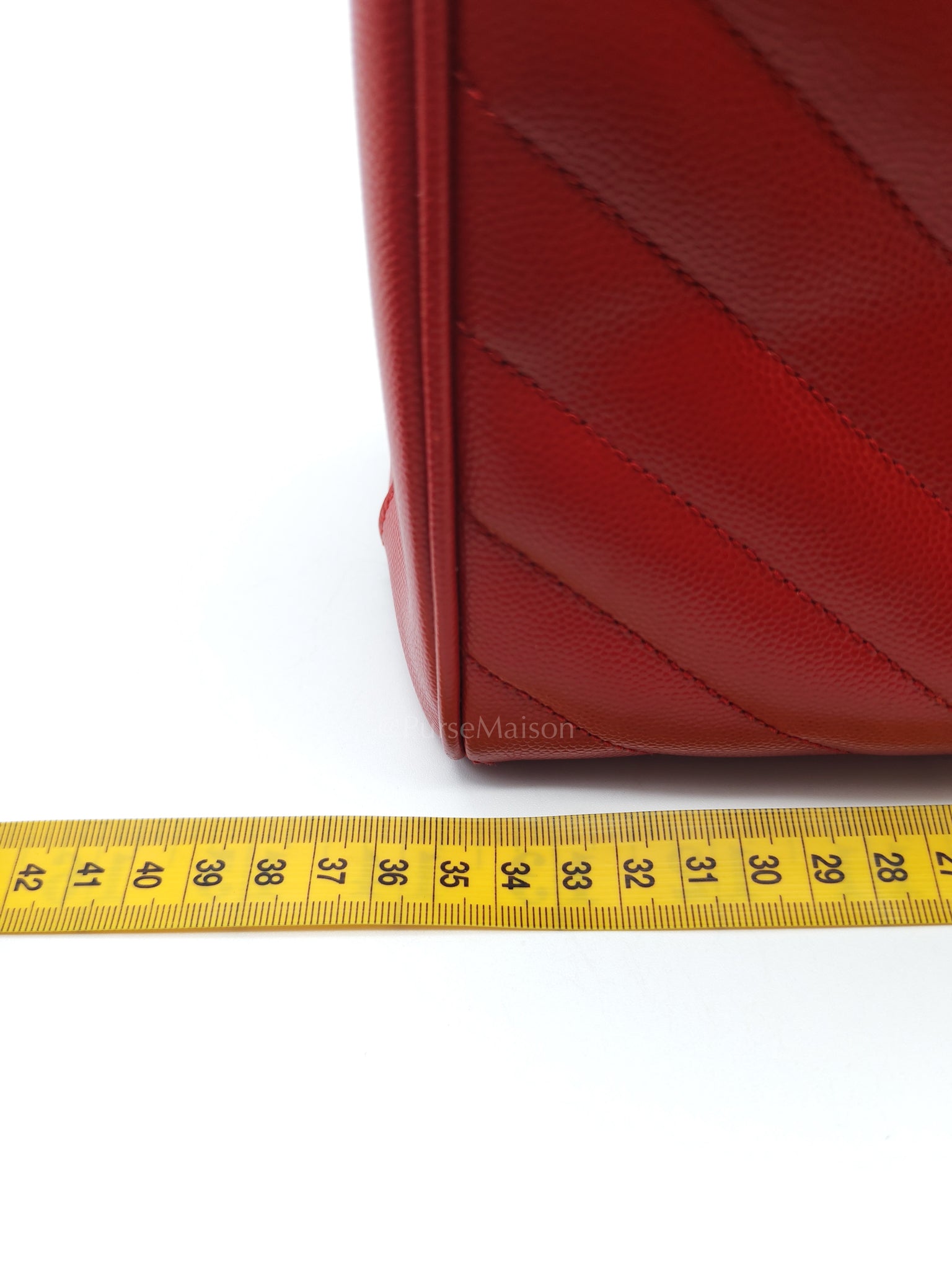Cassandre Tote in Red Chevron Grained Calfskin Leather Tote Bag | Purse Maison Luxury Bags Shop