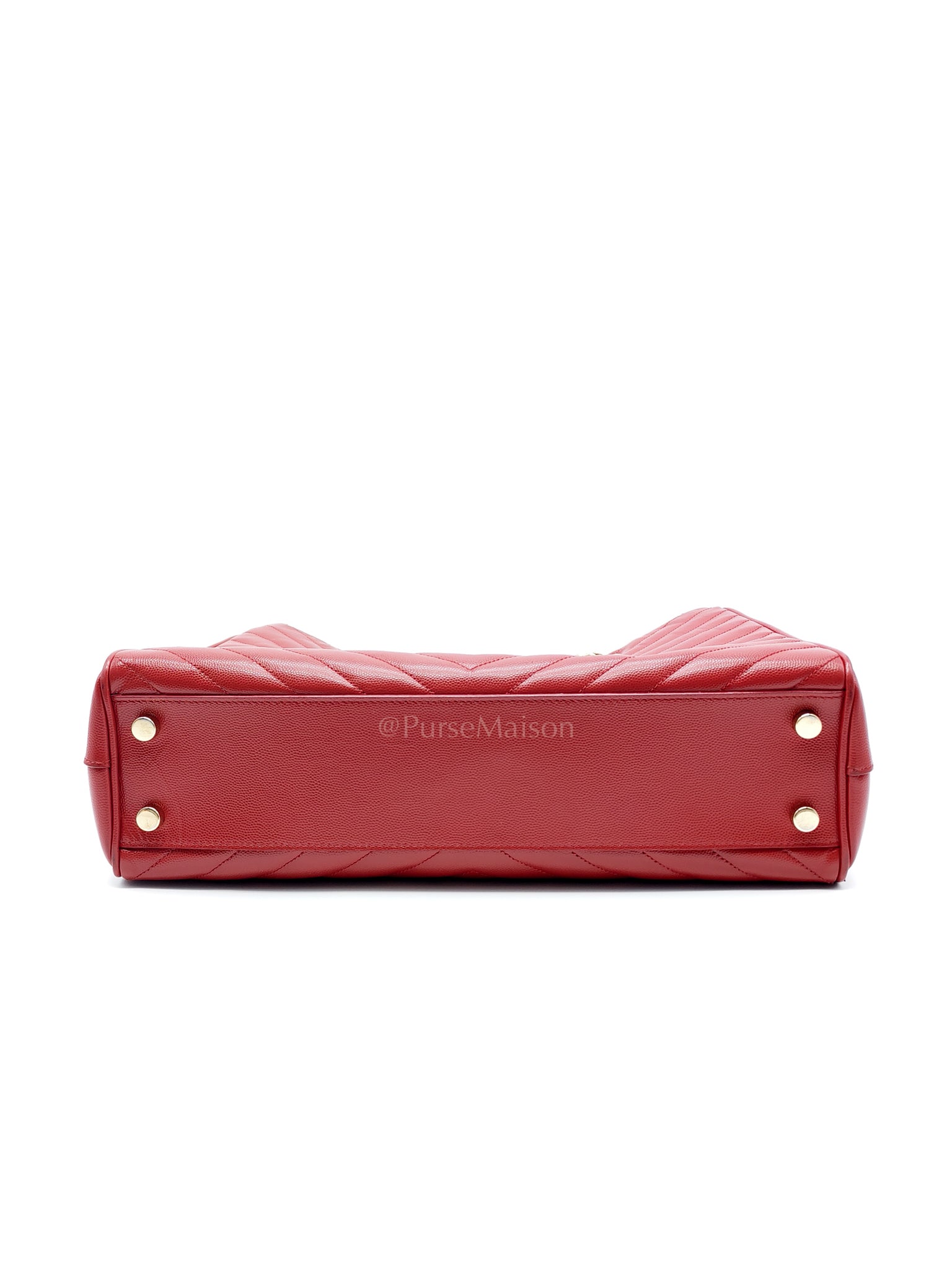 Cassandre Tote in Red Chevron Grained Calfskin Leather Tote Bag | Purse Maison Luxury Bags Shop