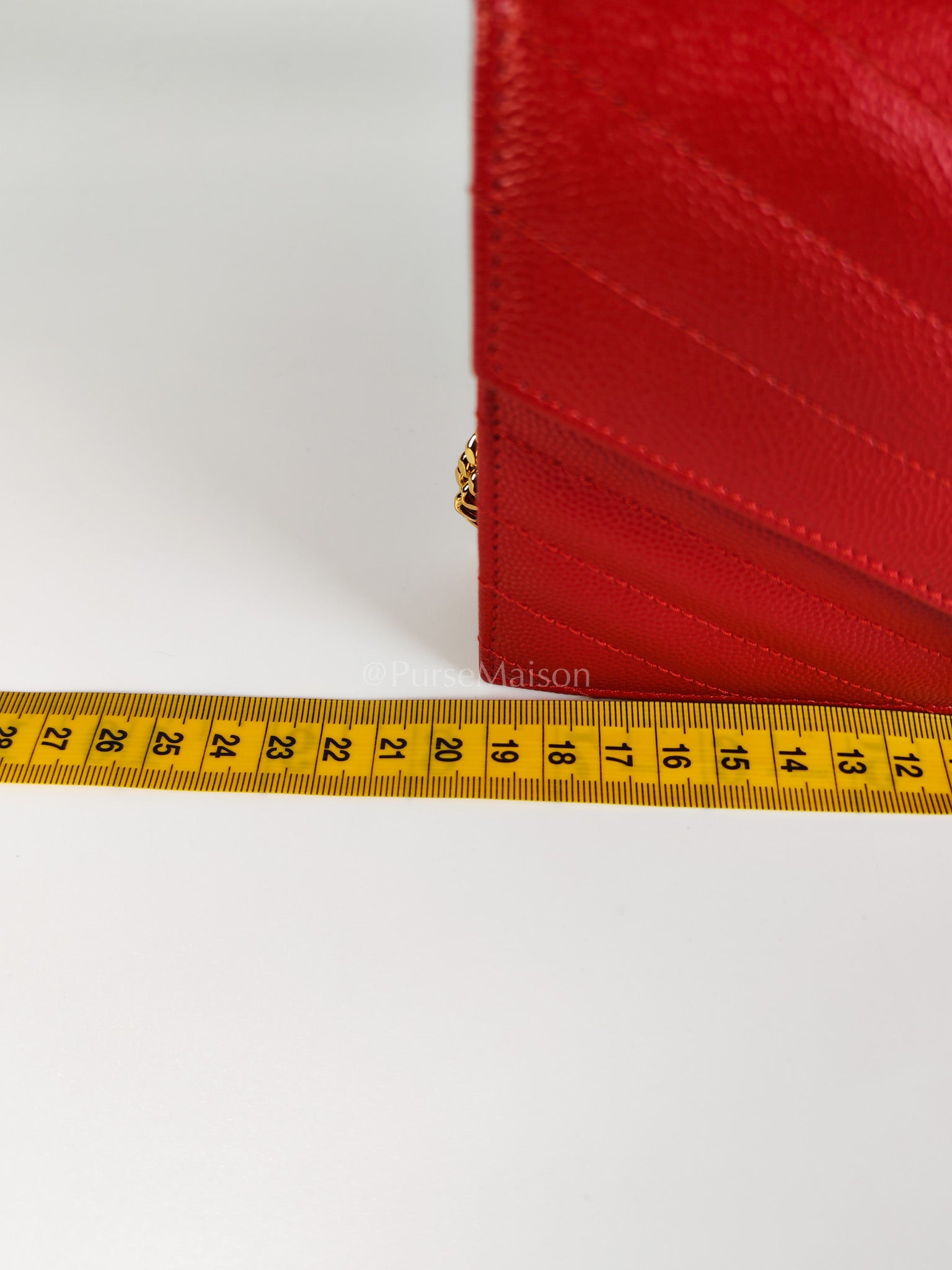 Cassandre Wallet on Chain (WOC) in Red Grained Calfskin Leather Chain Bag | Purse Maison Luxury Bags Shop