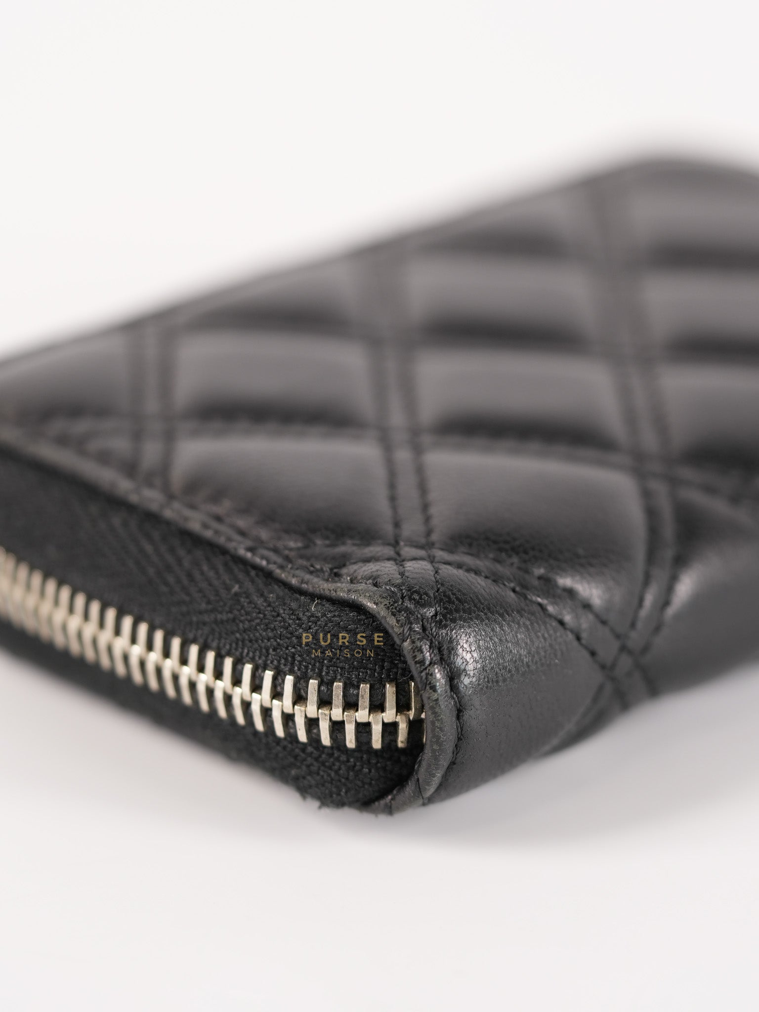 CC Card Holder in Black Lambskin Leather & Silver Hardware (Series 20) | Purse Maison Luxury Bags Shop