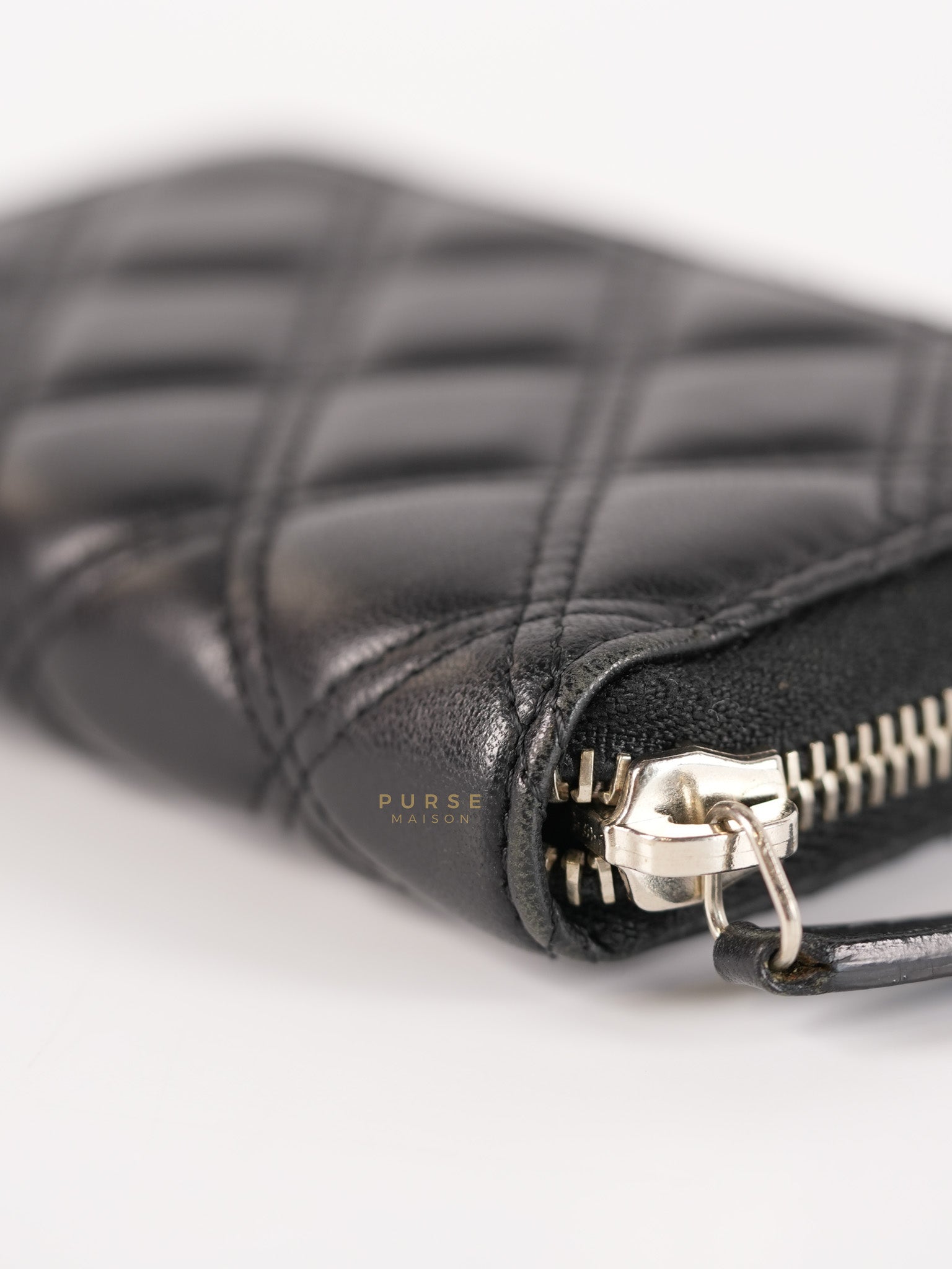 CC Card Holder in Black Lambskin Leather & Silver Hardware (Series 20) | Purse Maison Luxury Bags Shop