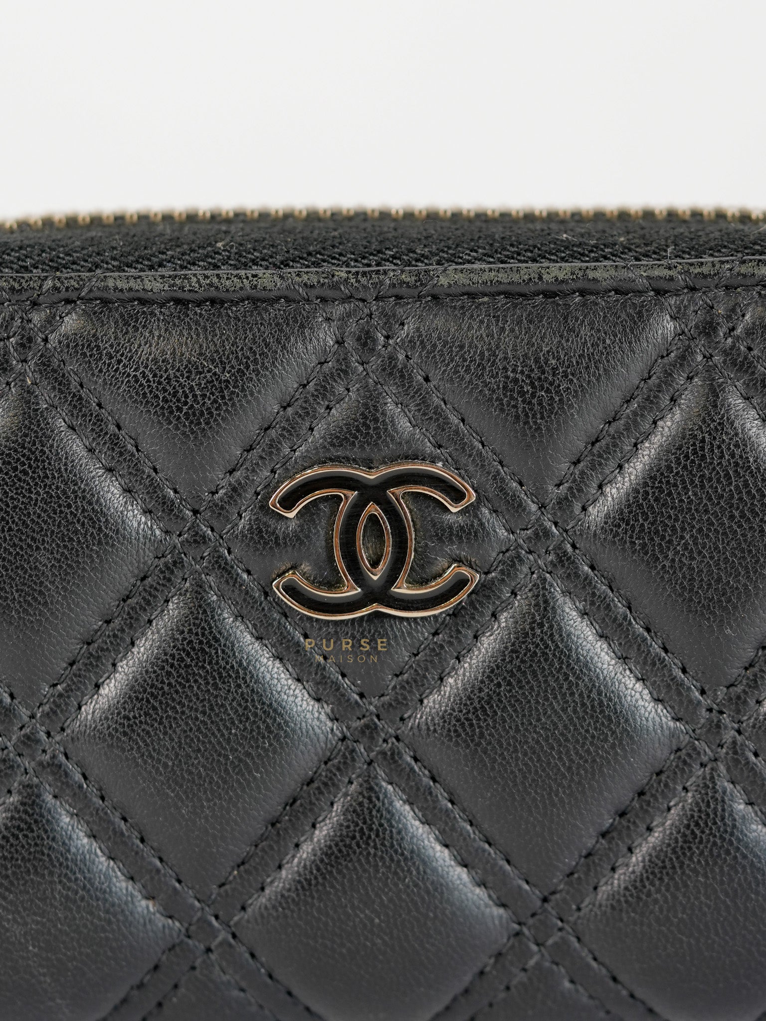 CC Card Holder in Black Lambskin Leather & Silver Hardware (Series 20) | Purse Maison Luxury Bags Shop