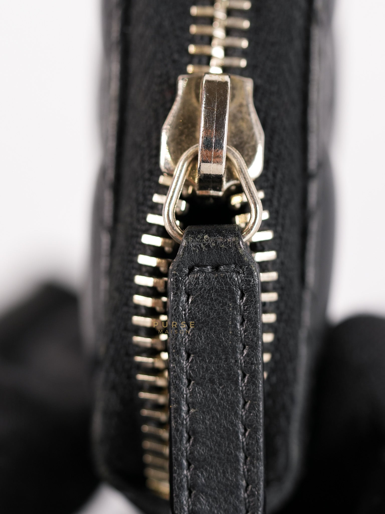 CC Card Holder in Black Lambskin Leather & Silver Hardware (Series 20) | Purse Maison Luxury Bags Shop