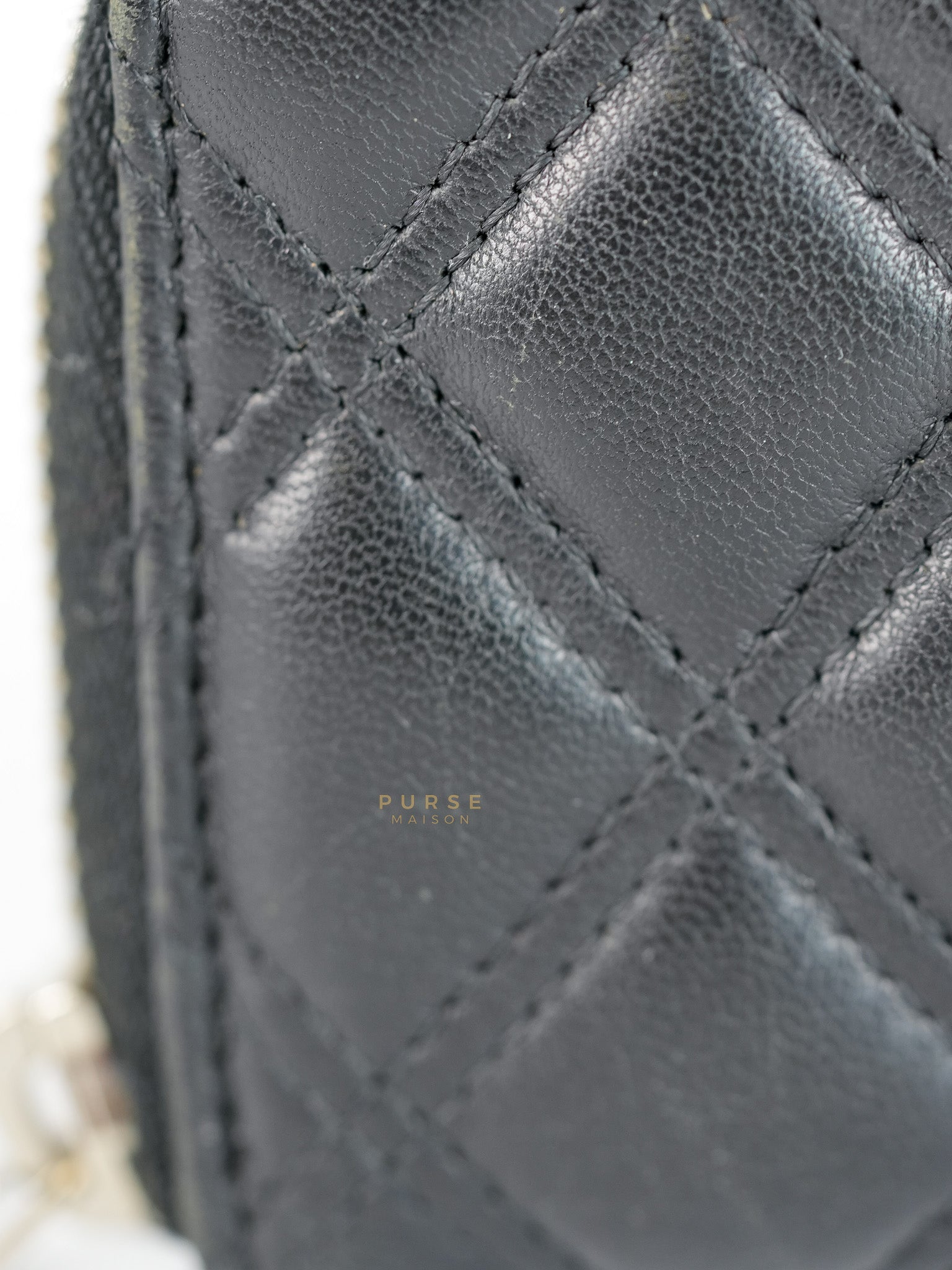 CC Card Holder in Black Lambskin Leather & Silver Hardware (Series 20) | Purse Maison Luxury Bags Shop