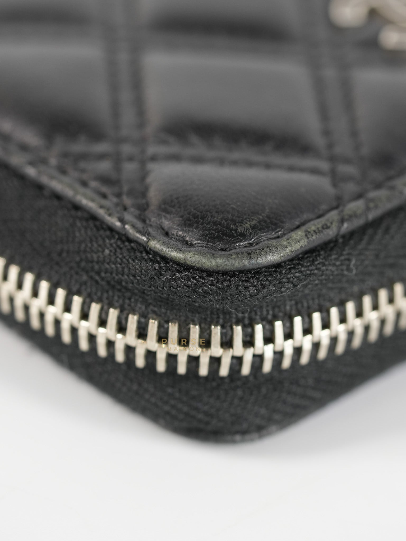 CC Card Holder in Black Lambskin Leather & Silver Hardware (Series 20) | Purse Maison Luxury Bags Shop