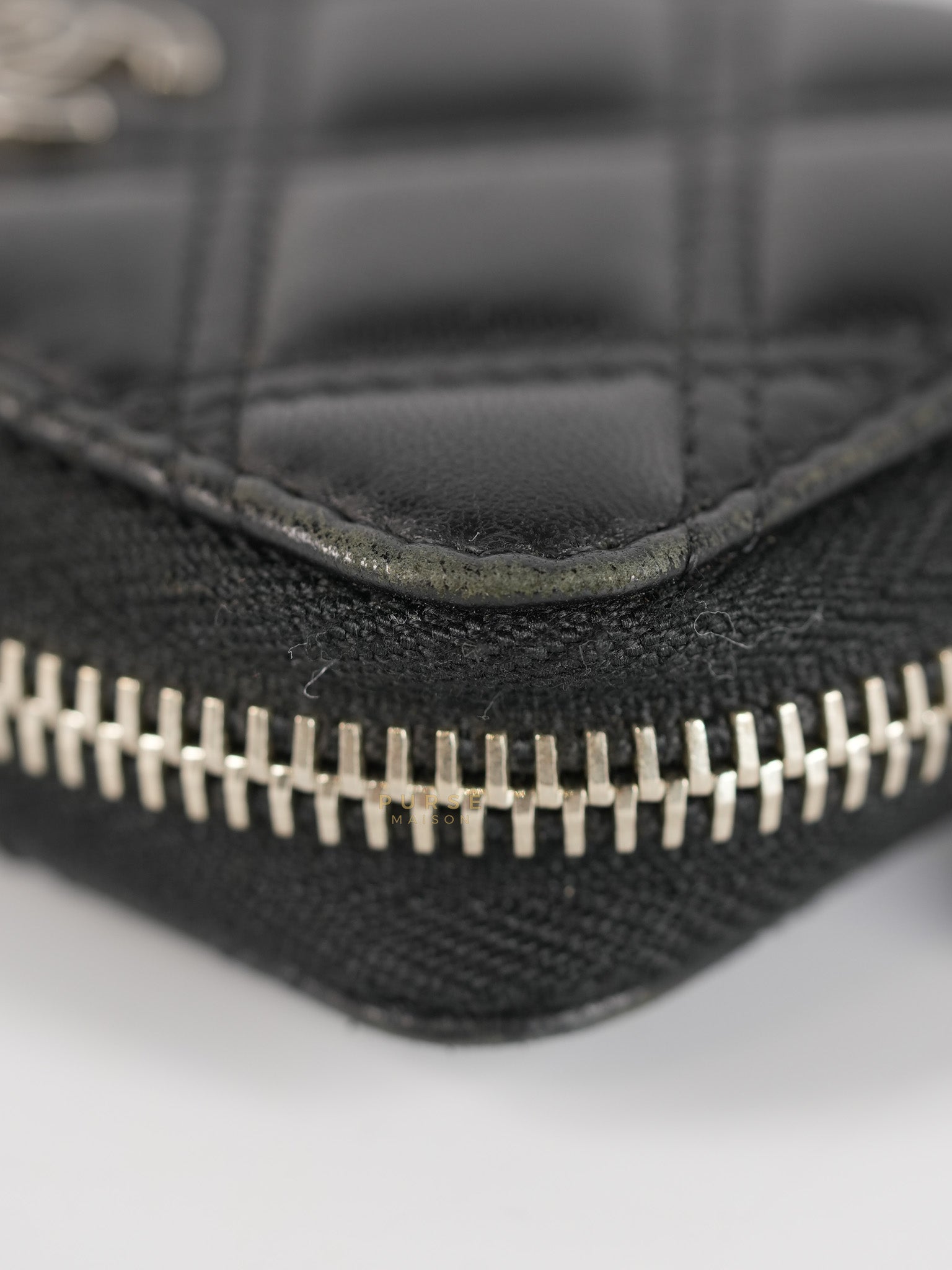 CC Card Holder in Black Lambskin Leather & Silver Hardware (Series 20) | Purse Maison Luxury Bags Shop