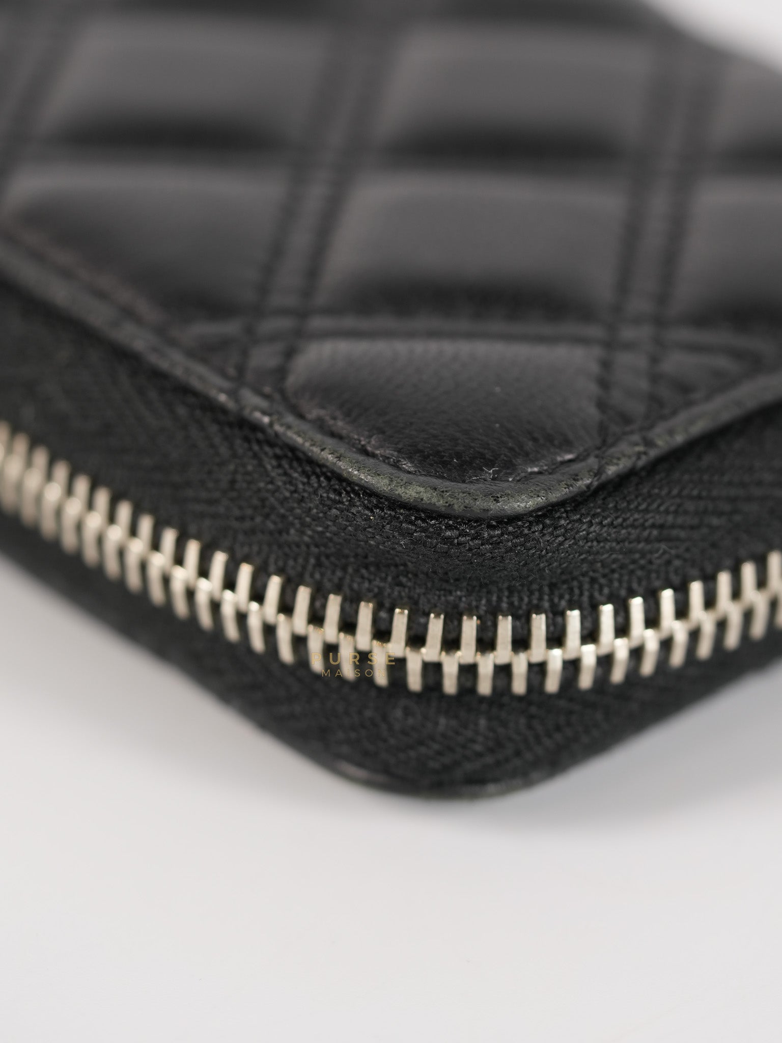 CC Card Holder in Black Lambskin Leather & Silver Hardware (Series 20) | Purse Maison Luxury Bags Shop