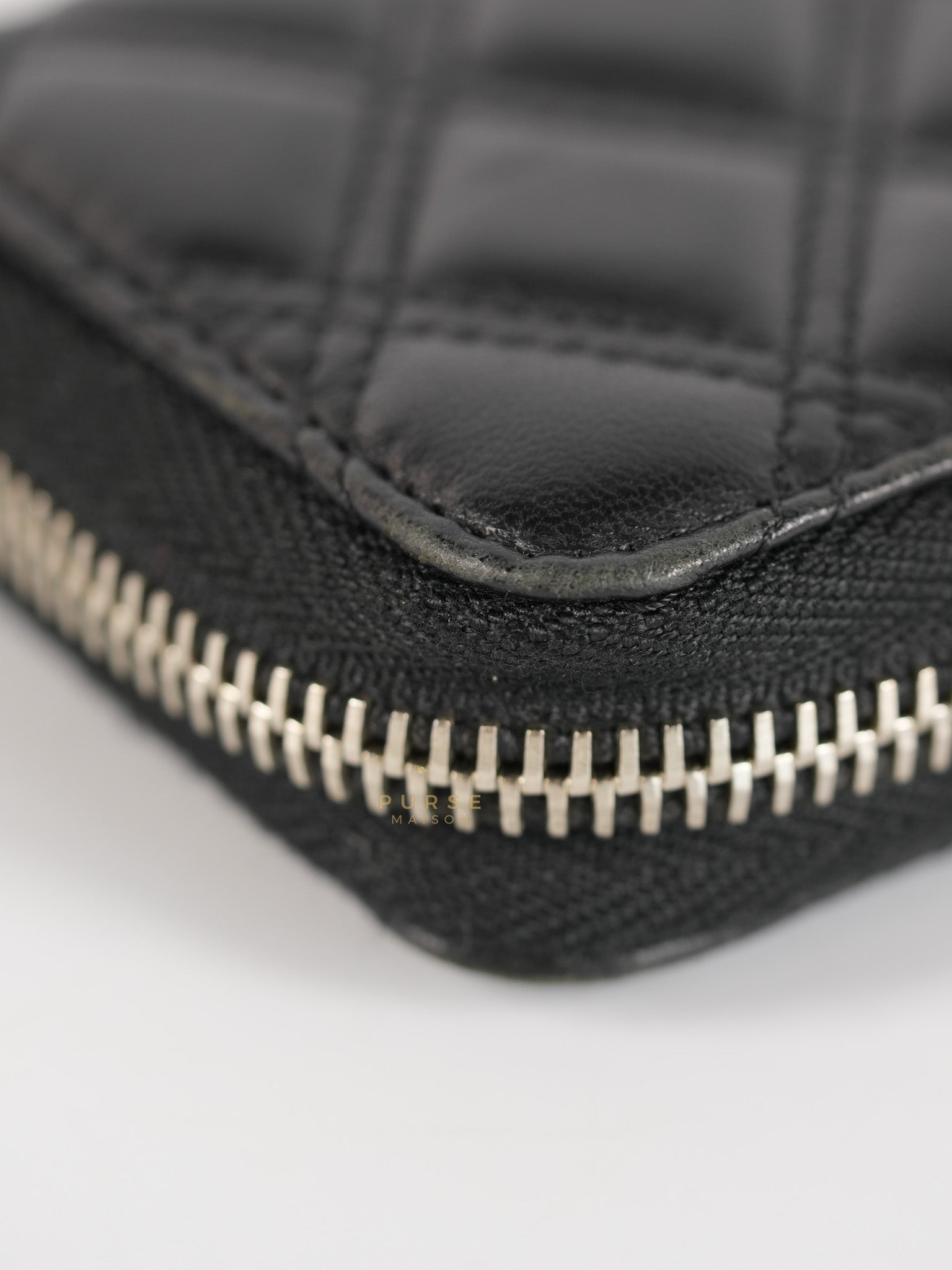 CC Card Holder in Black Lambskin Leather & Silver Hardware (Series 20) | Purse Maison Luxury Bags Shop